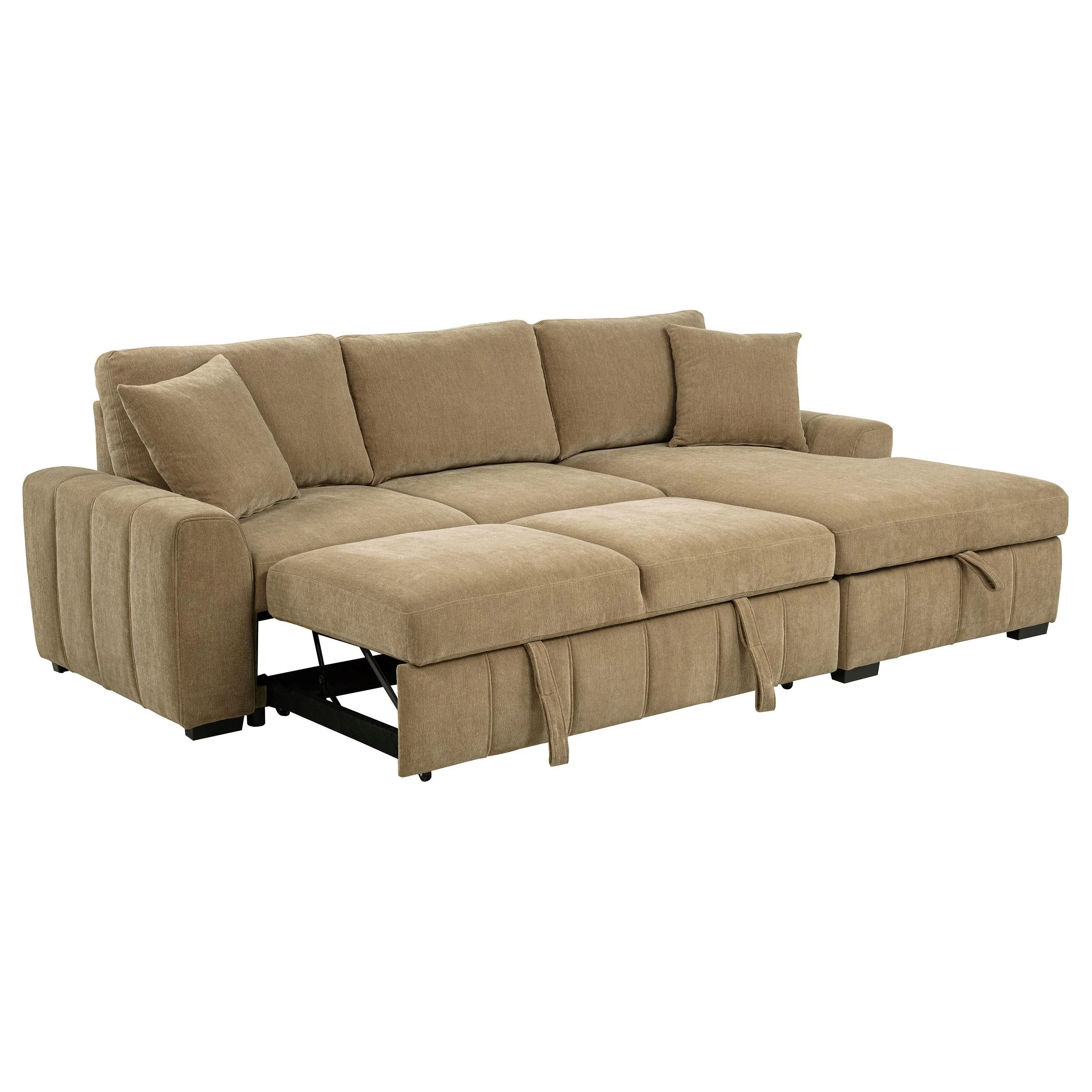 Pastrana Camel Upholstered Sleeper Sectional Sofa - Image 3