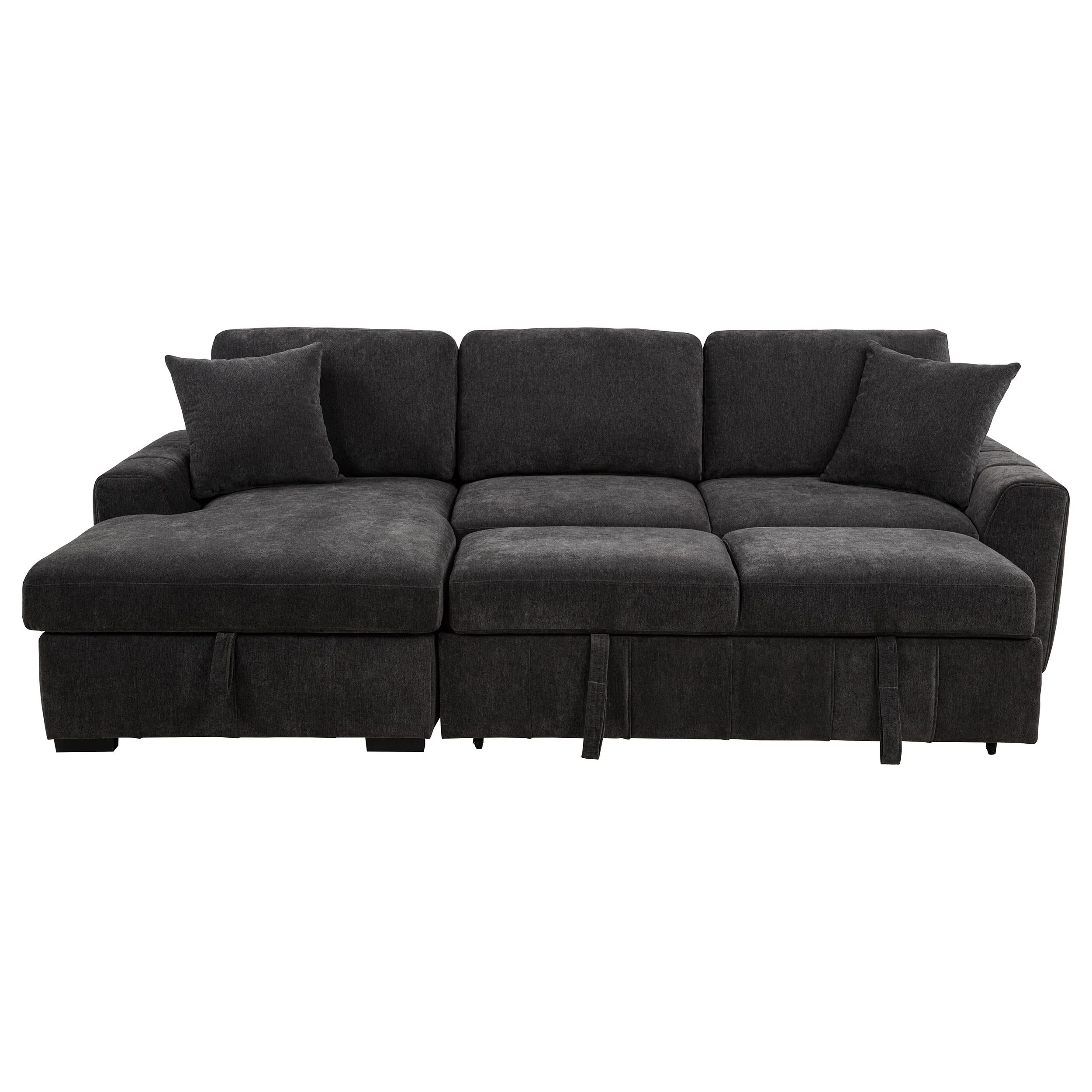 Pastrana Charcoal Grey Upholstered Sleeper Sectional Sofa - Image 5