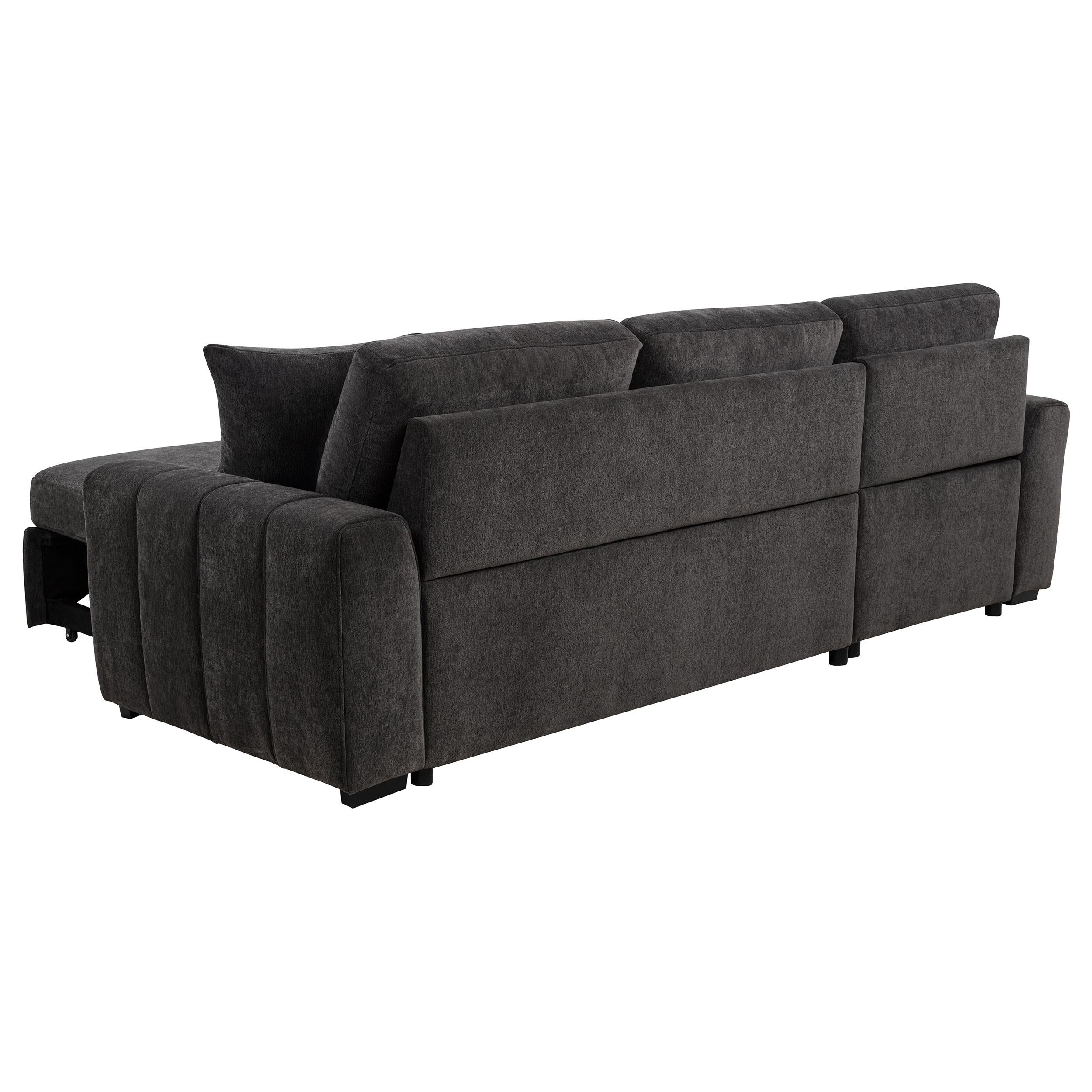 Pastrana Charcoal Grey Upholstered Sleeper Sectional Sofa - Image 8