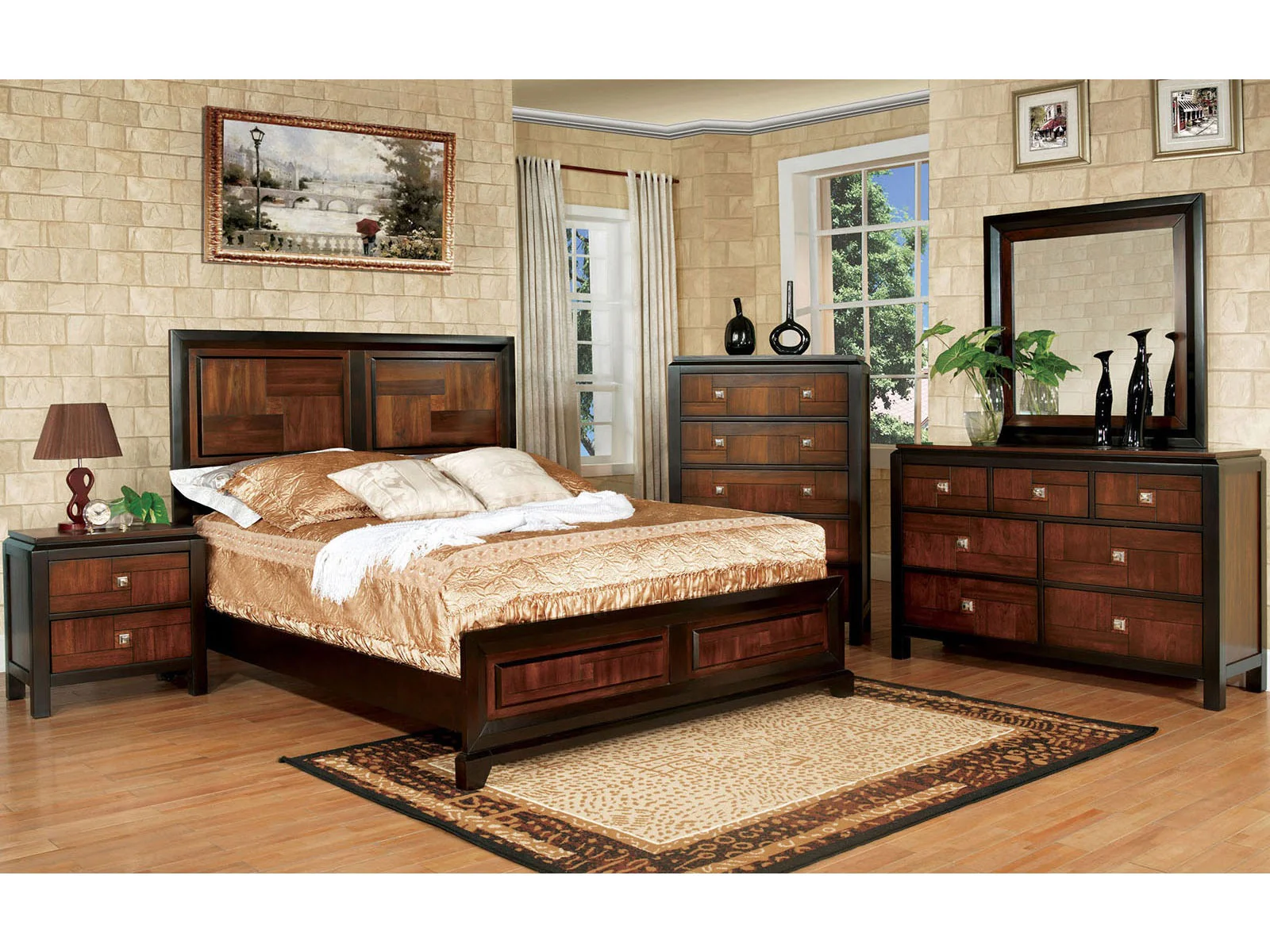 Patra Acacia/Walnut 5-Piece Queen Bedroom Set