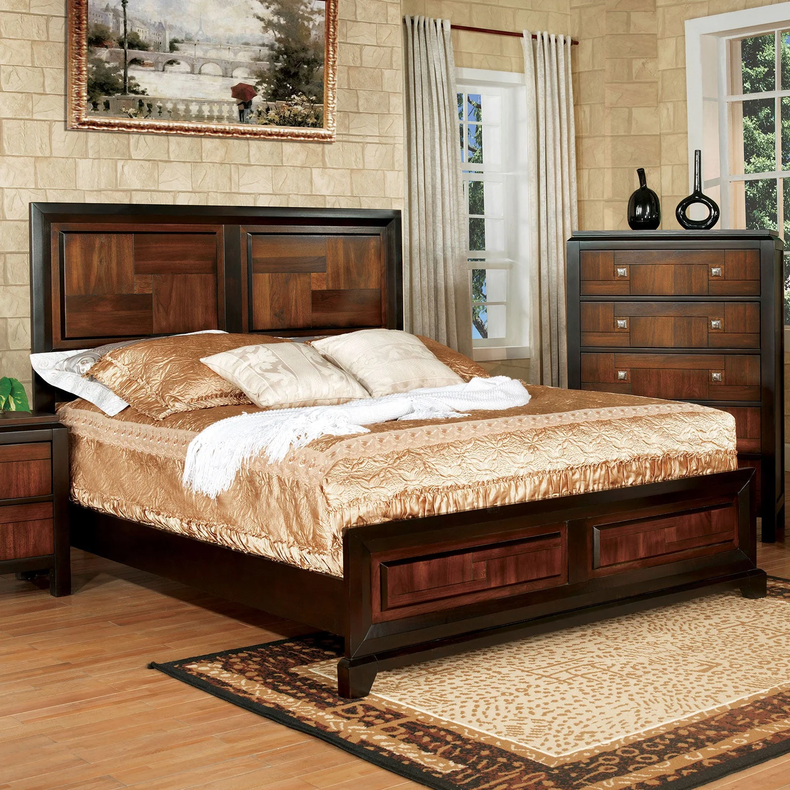 Patra Acacia/Walnut 5-Piece Queen Bedroom Set - Image 2