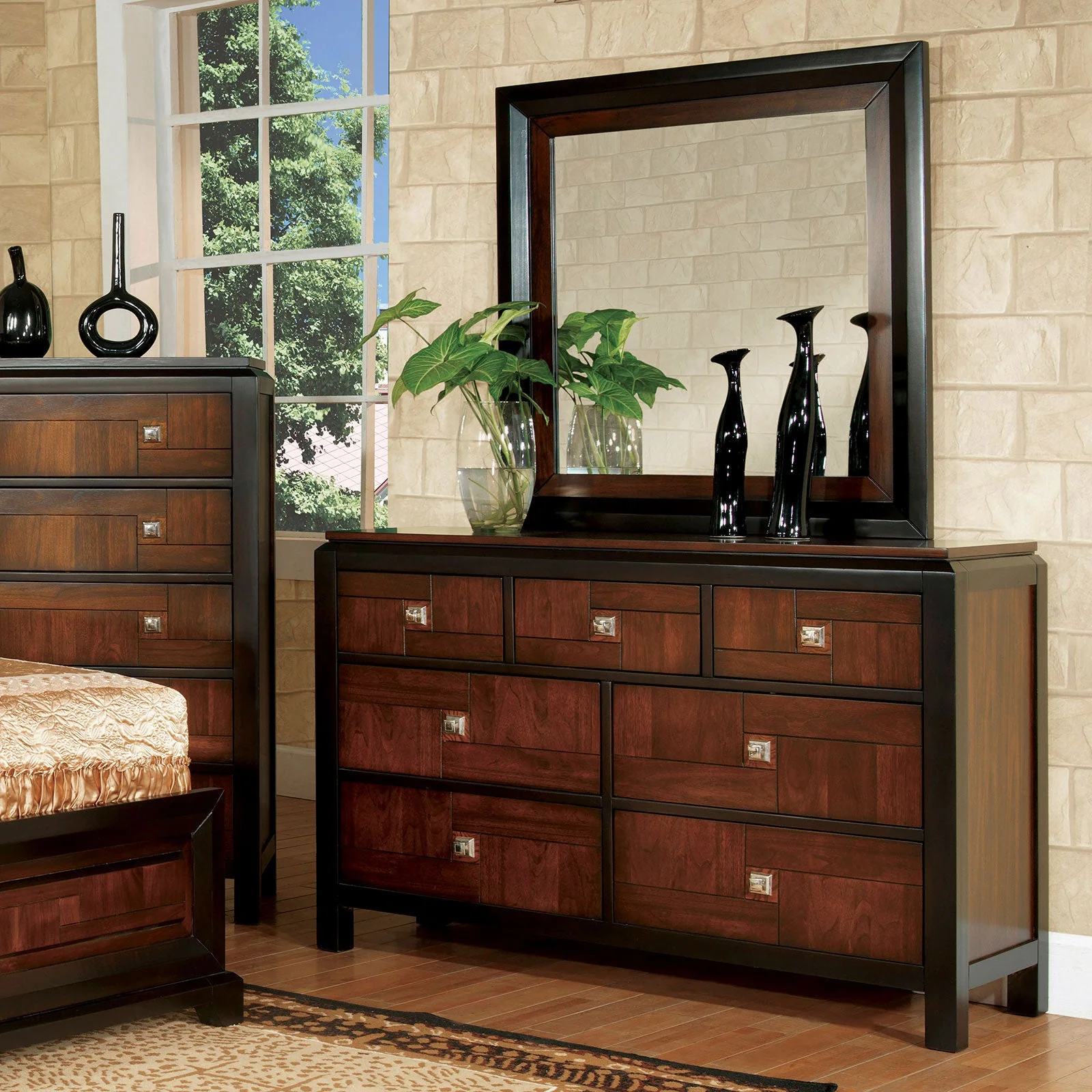 Patra Acacia/Walnut 5-Piece Queen Bedroom Set - Image 4