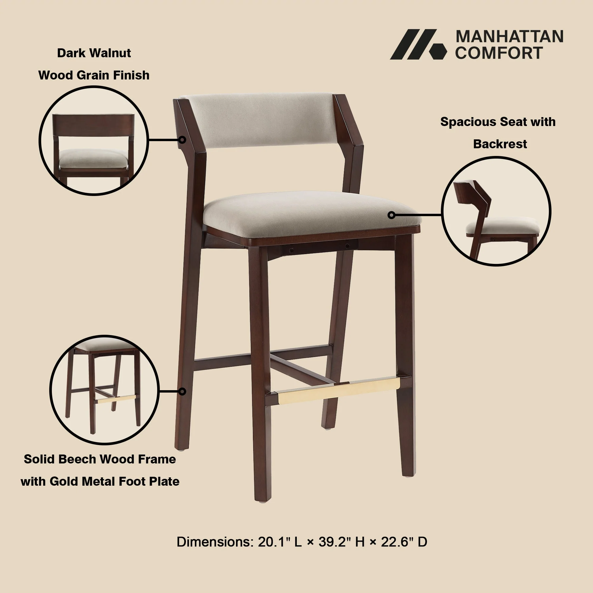Patricia Barstool in Linen - Image 4