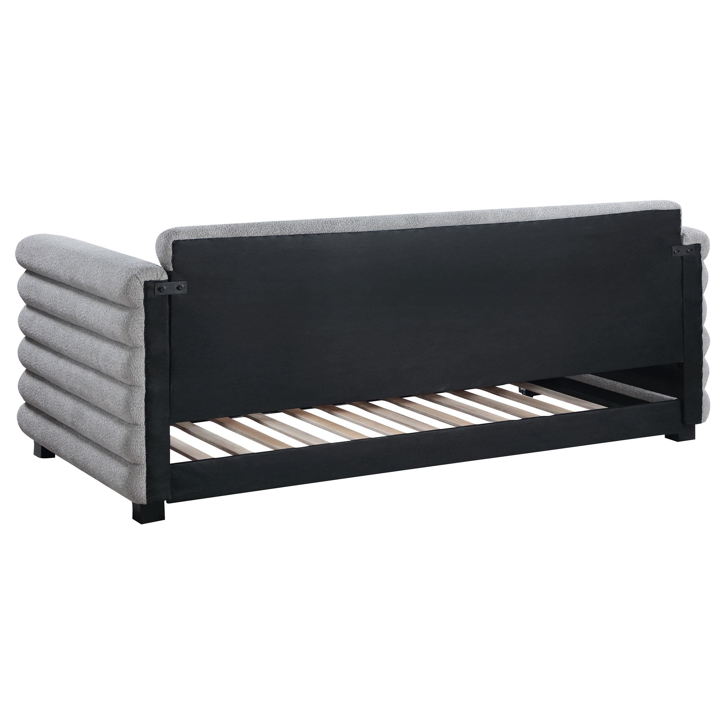 Patricia Boucle Upholstered Twin Day Bed with Trundle Grey - Image 6
