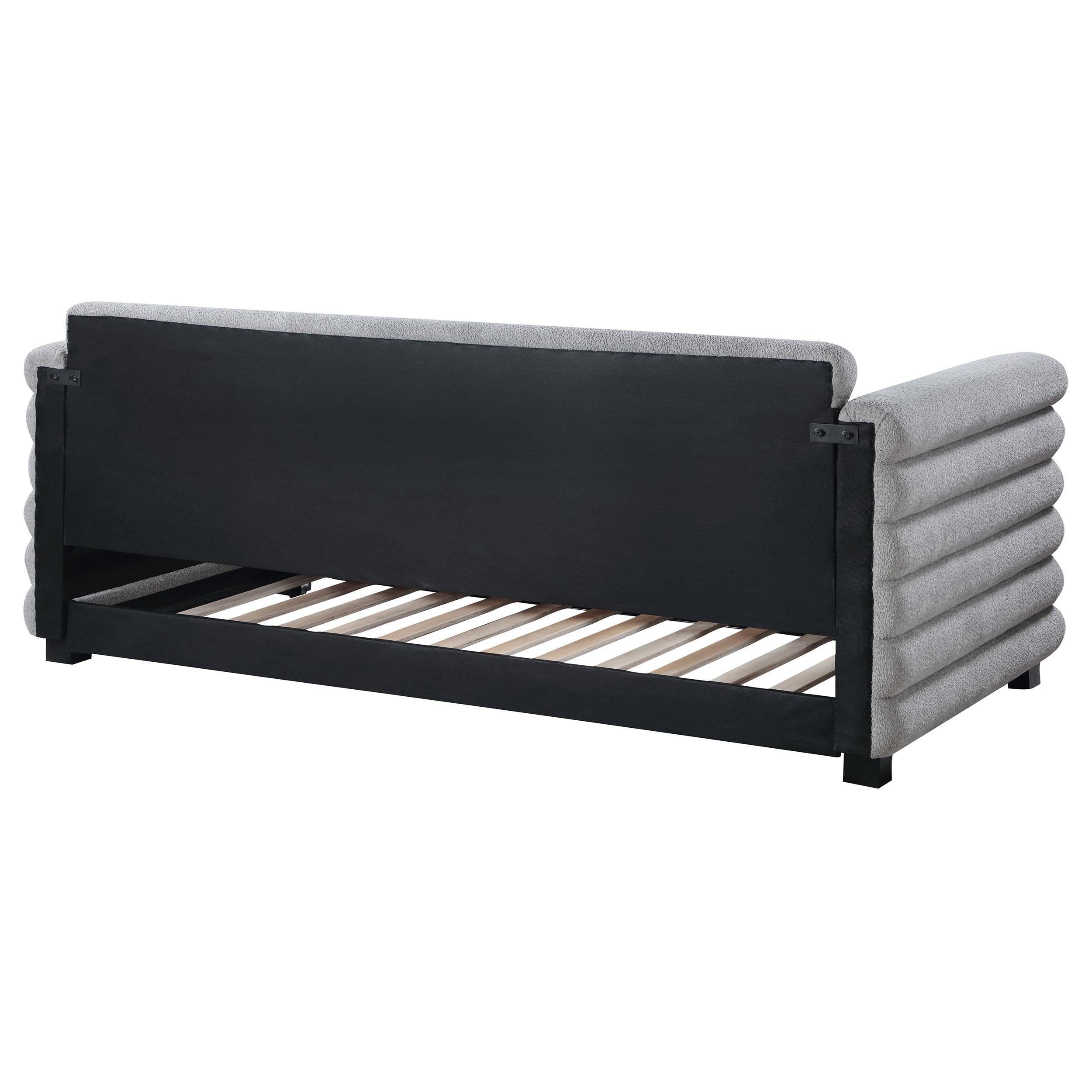 Patricia Boucle Upholstered Twin Day Bed with Trundle Grey - Image 7
