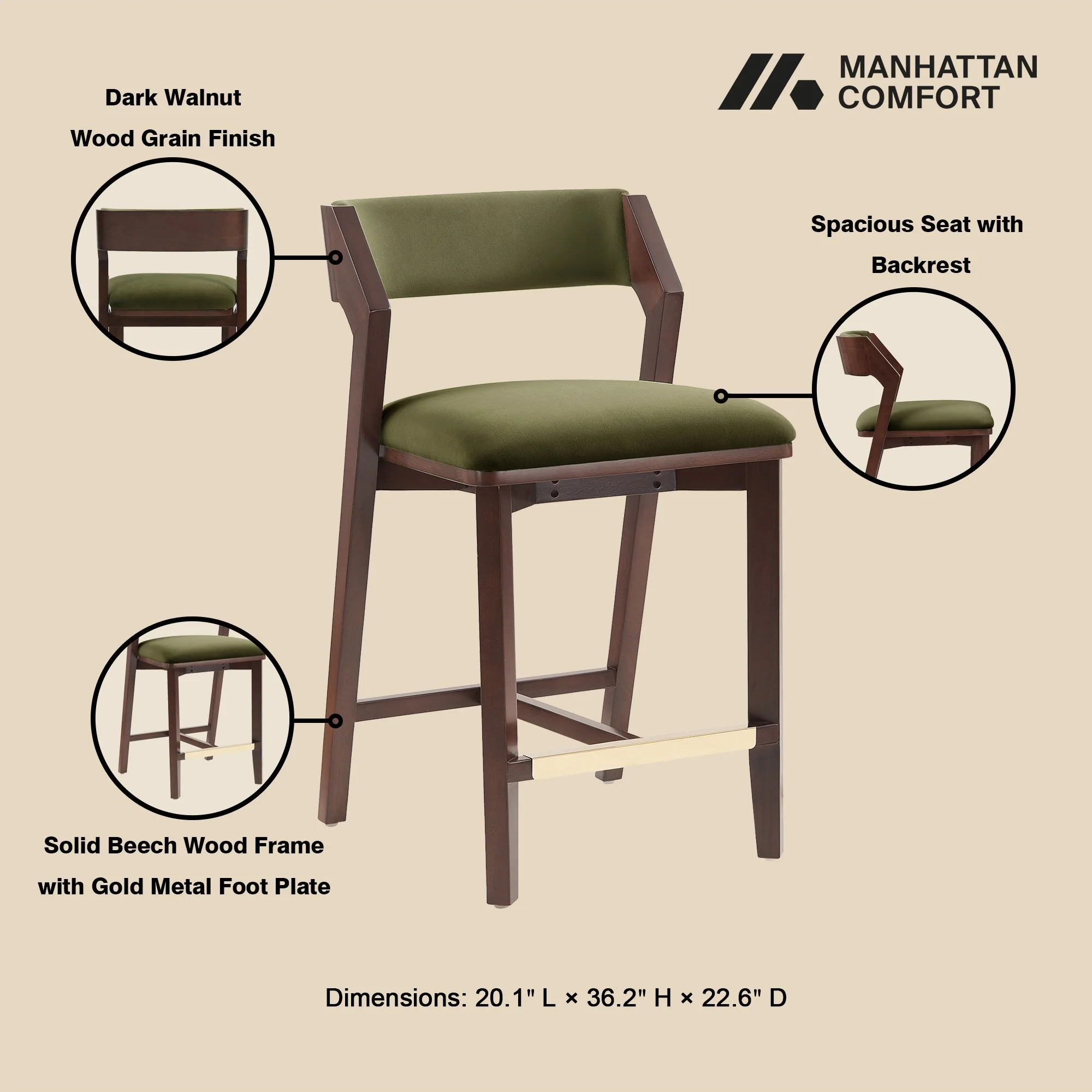 Patricia Counter Stool in Turtle Green - Image 4