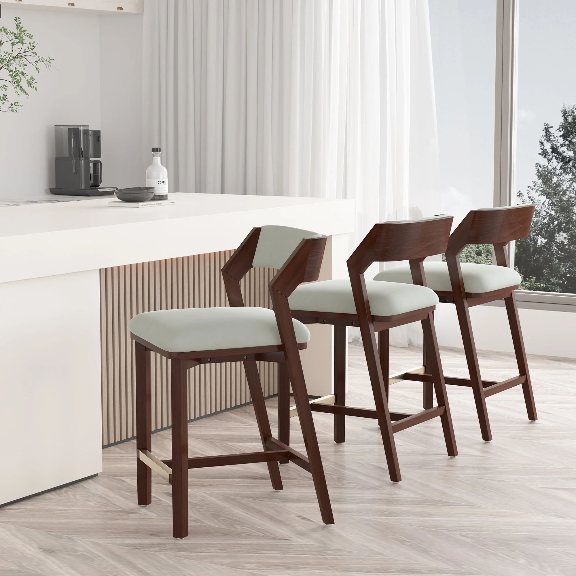 Patricia Counter Stool in White Glacier (set of 3) - Image 2