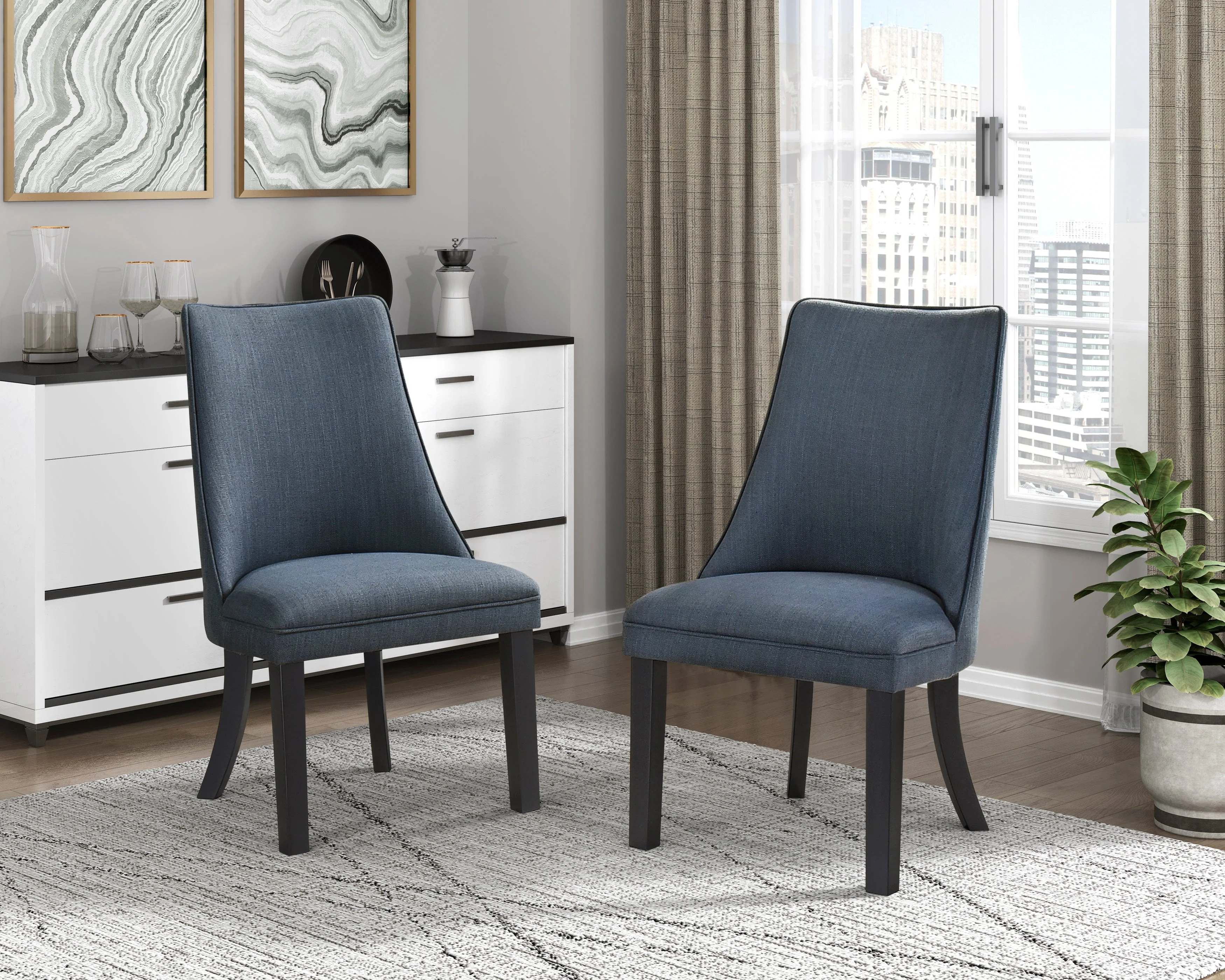 Paulson Blue Gray/Dark Walnut Side Chair, Set of 2 - Image 6