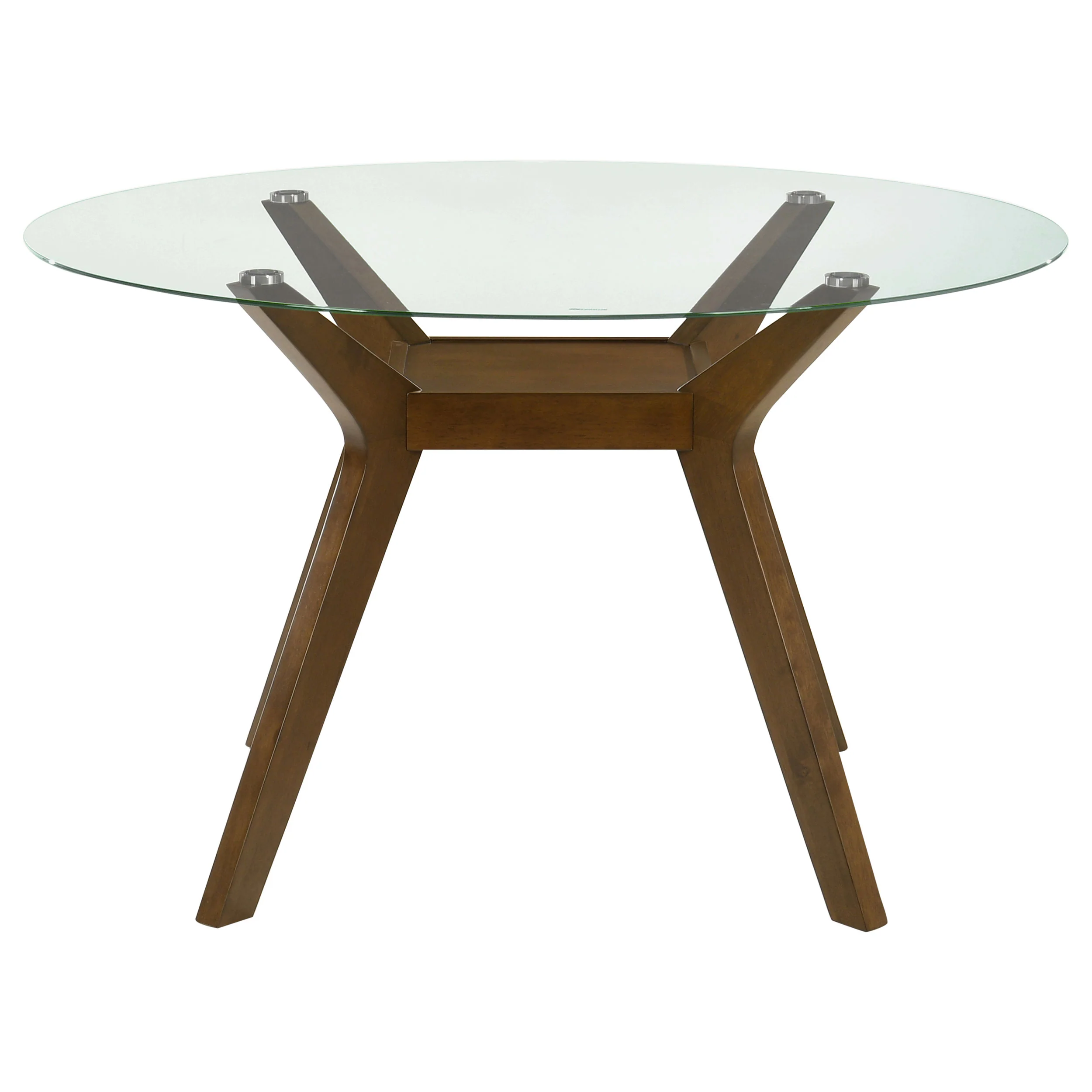 Paxton Brown Round 48-inch Glass Top Wood Dining Table - Image 2