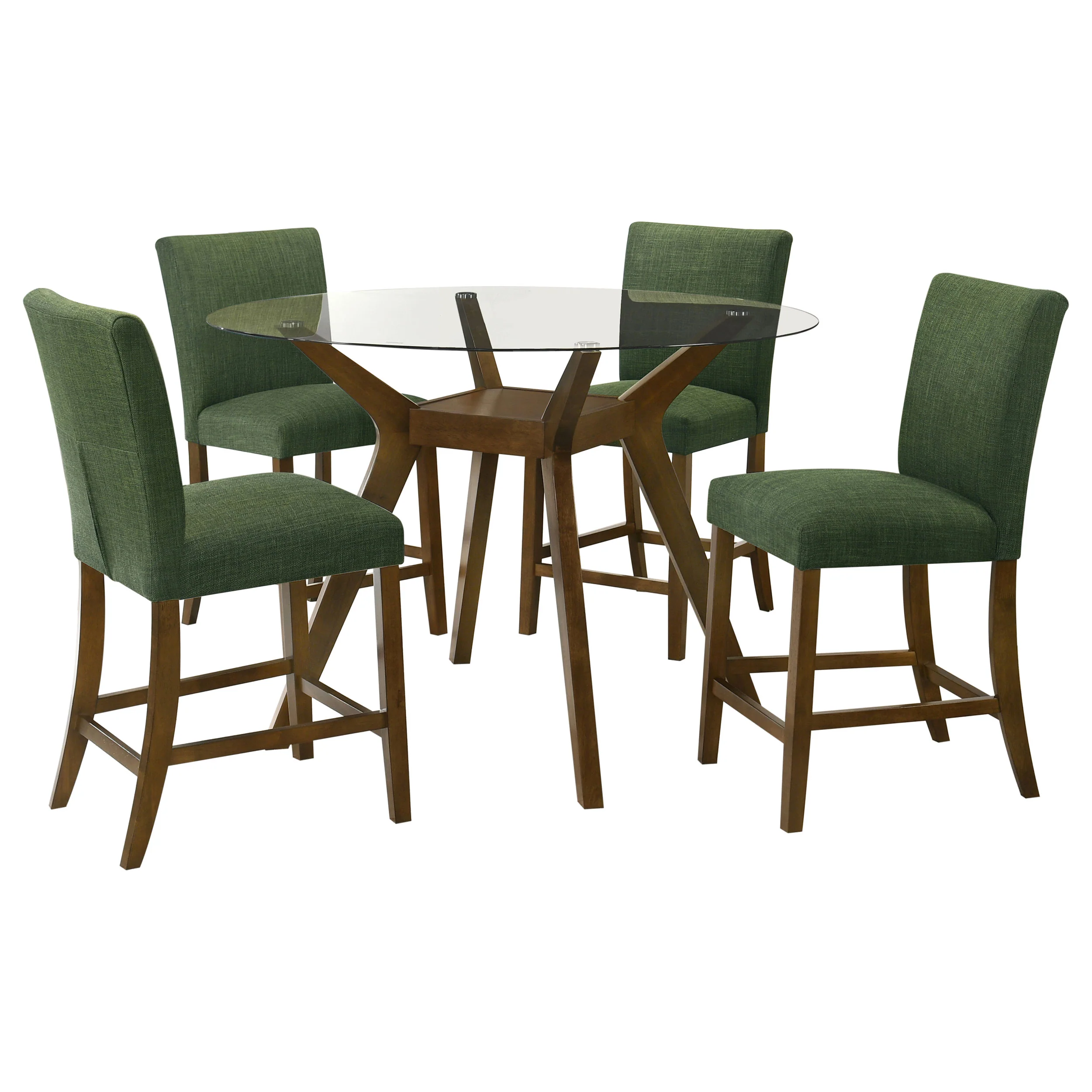 Paxton Green 5-piece Round Glass Top Counter Height Dining Set - Image 2