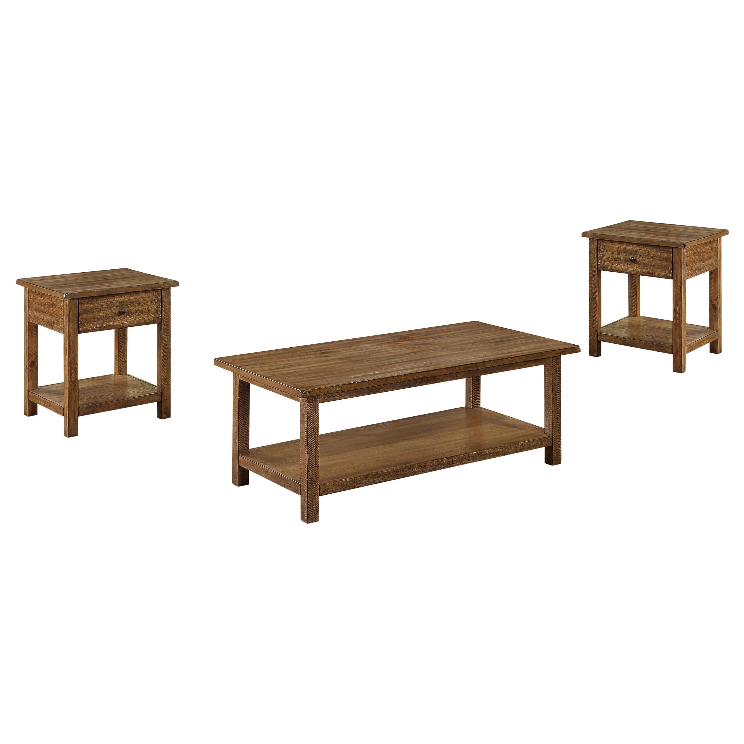 Payne Distressed Brown 3-Piece Coffee and 1-Drawer End Table Set - Image 2