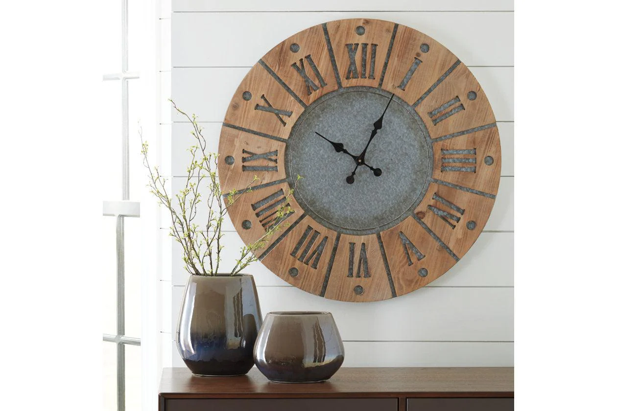 Payson Antique Gray/Natural Wall Clock - Image 2