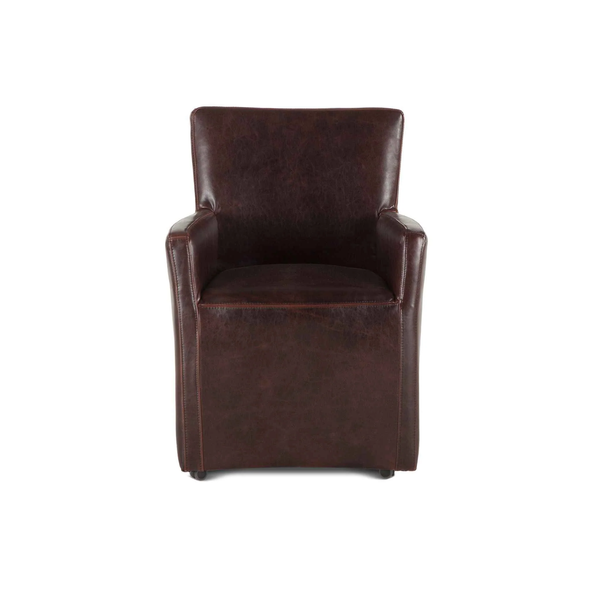 Peabody 25" Wheeled Armchair in Brown Leather - Image 2