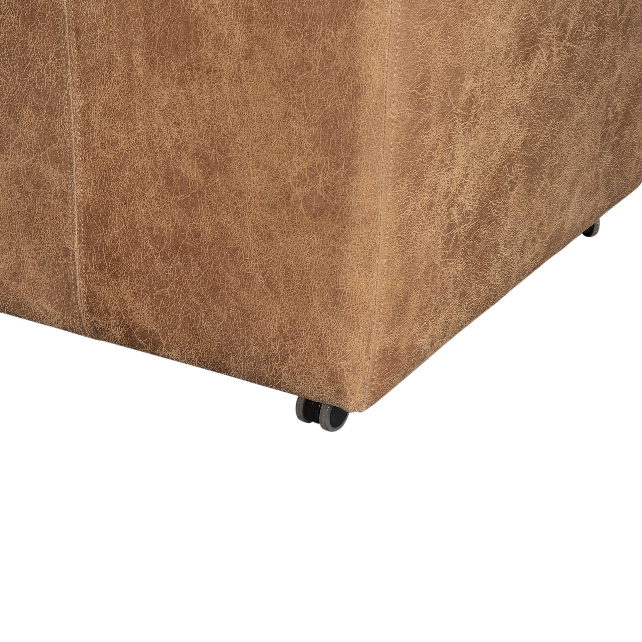 Peabody 25" Wheeled Armchair in Tan Leather - Image 10