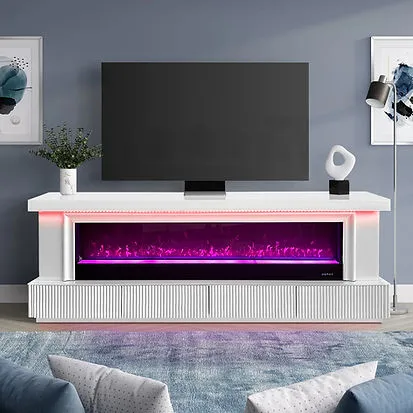 Pebble White Fire Place - Image 2