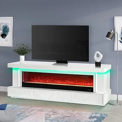 Pebble White Fire Place - Image 3