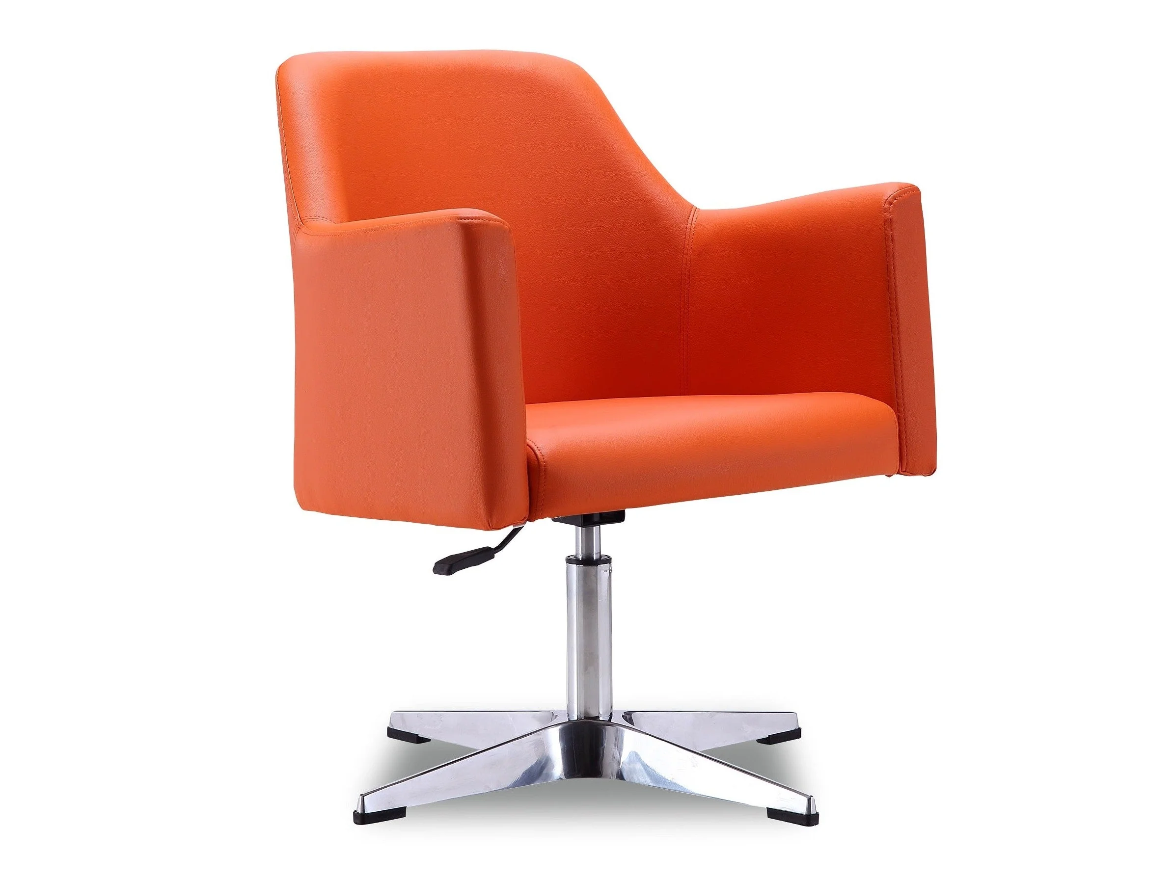 Pelo Adjustable Height Swivel Accent Chair in Orange and Polished Chrome