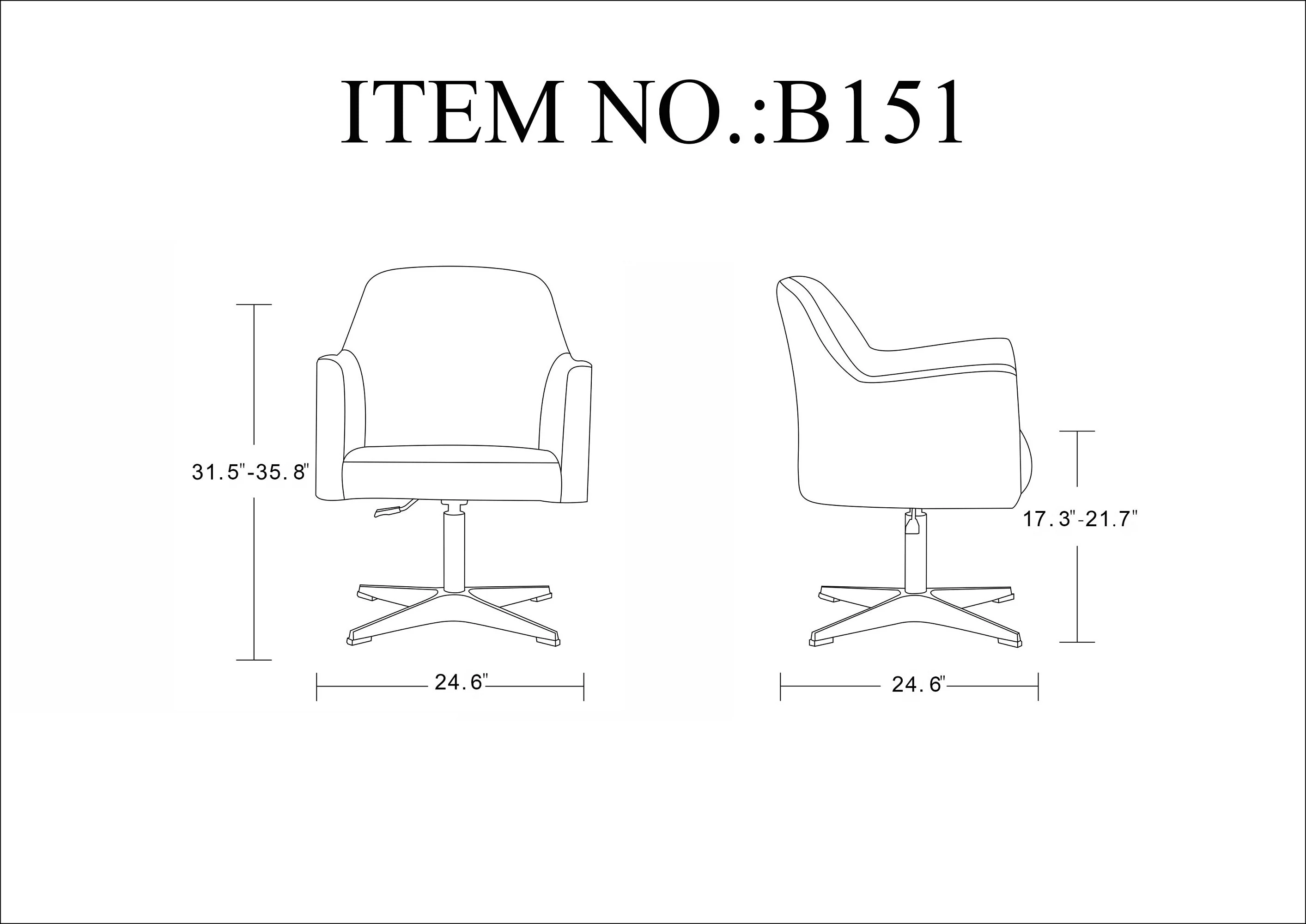 Pelo Adjustable Height Swivel Accent Chair in Orange and Polished Chrome - Image 3