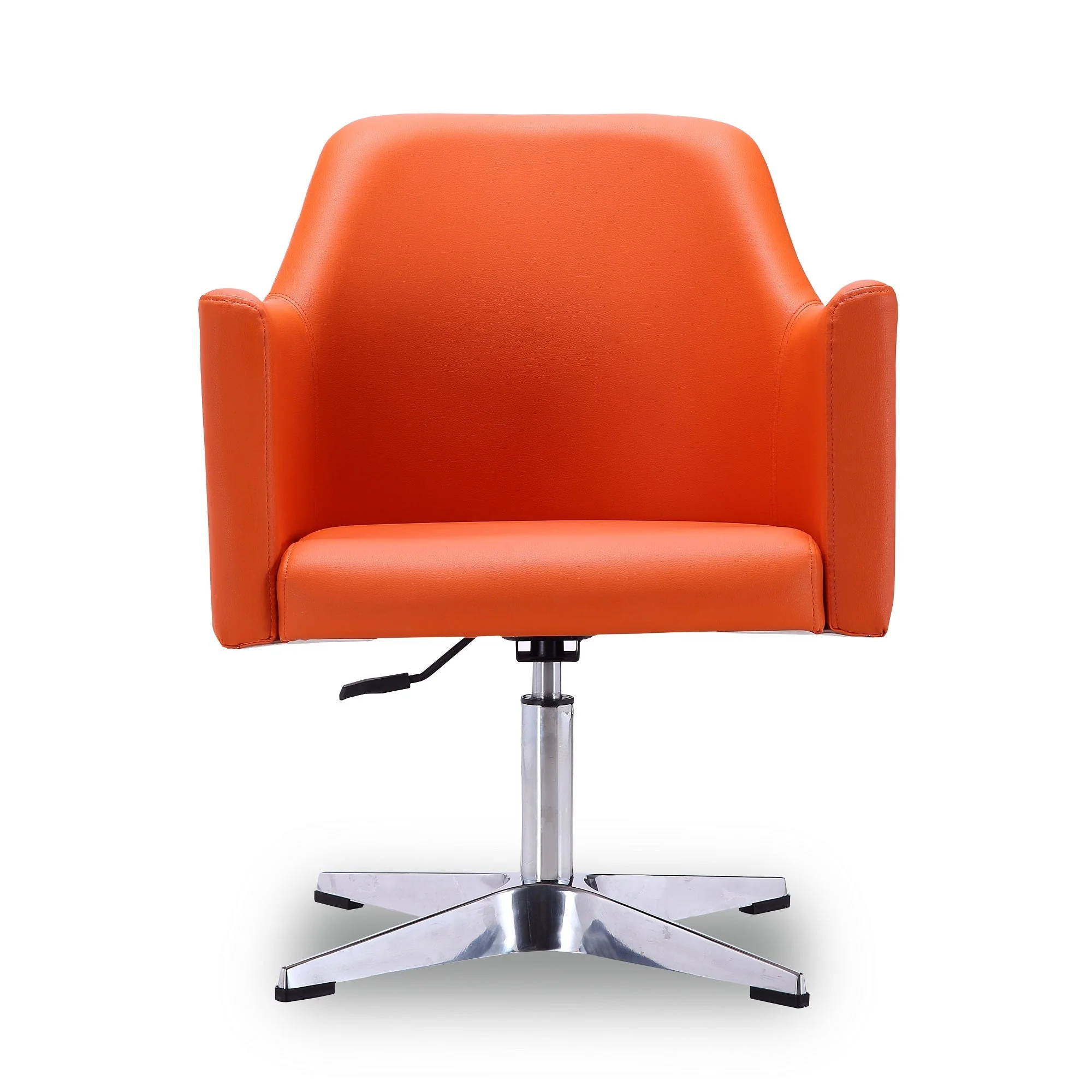 Pelo Adjustable Height Swivel Accent Chair in Orange and Polished Chrome - Image 4