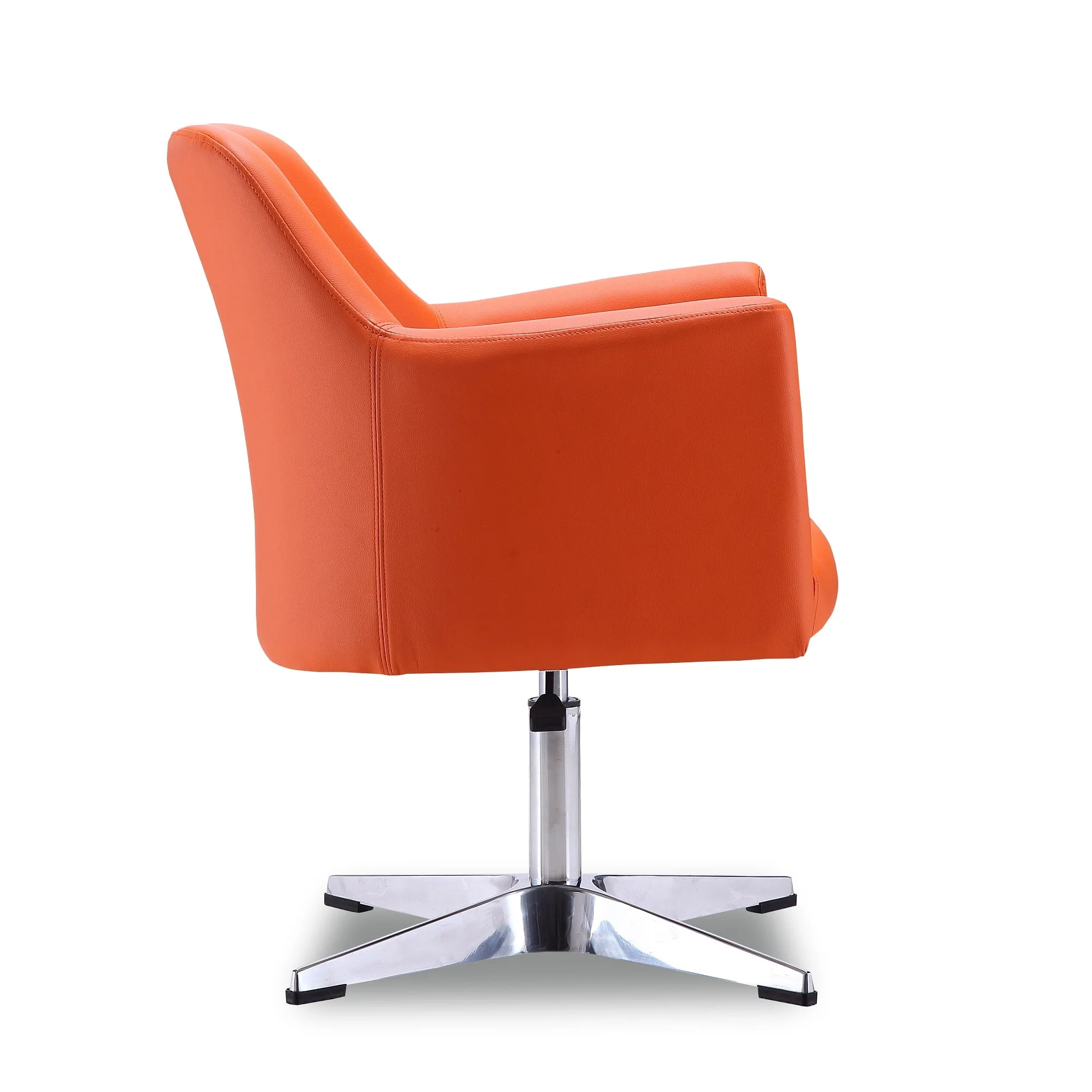Pelo Adjustable Height Swivel Accent Chair in Orange and Polished Chrome - Image 5