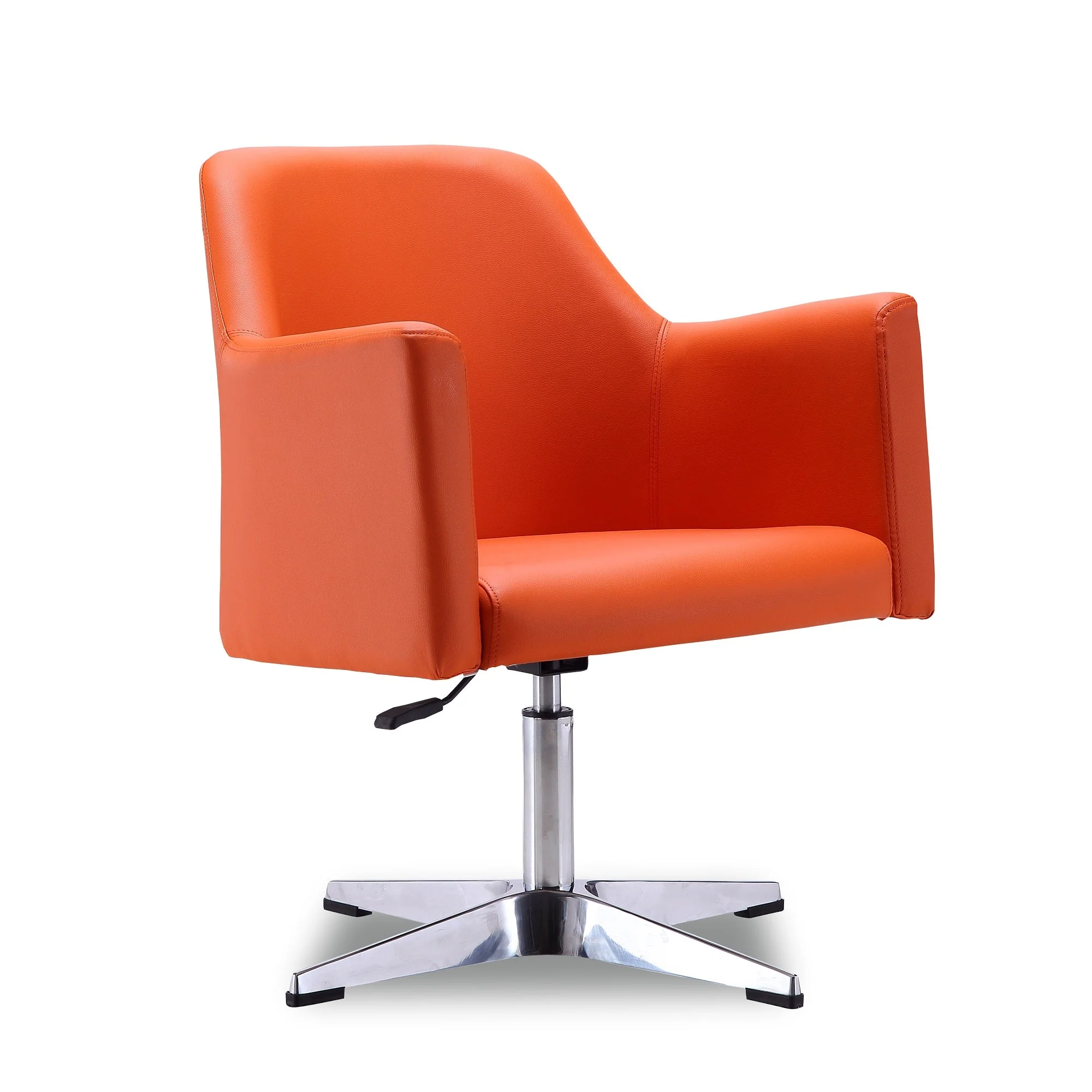 Pelo Adjustable Height Swivel Accent Chair in Orange and Polished Chrome (set of 2) - Image 3