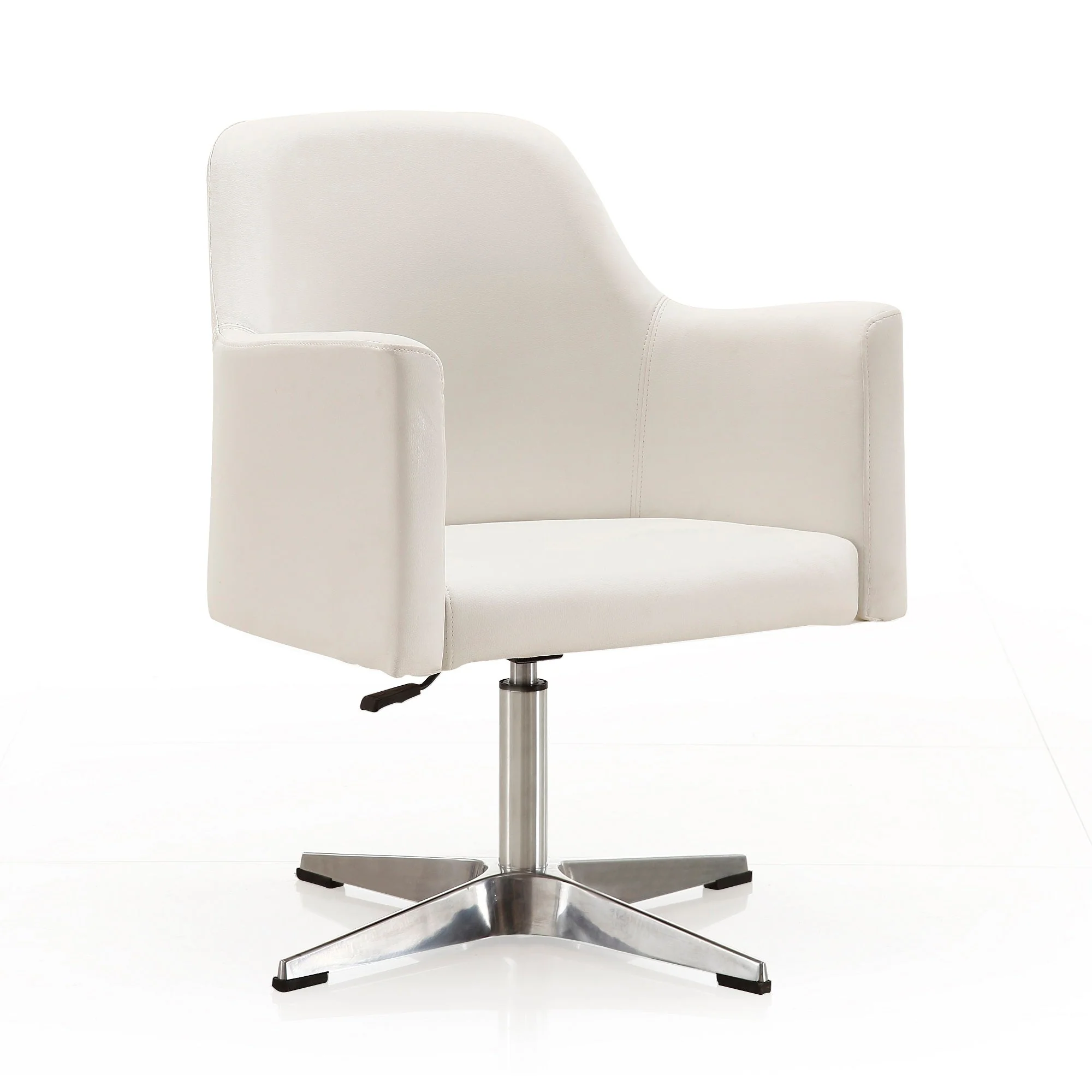 Pelo Adjustable Height Swivel Accent Chair in White and Polished Chrome (set of 2) - Image 3