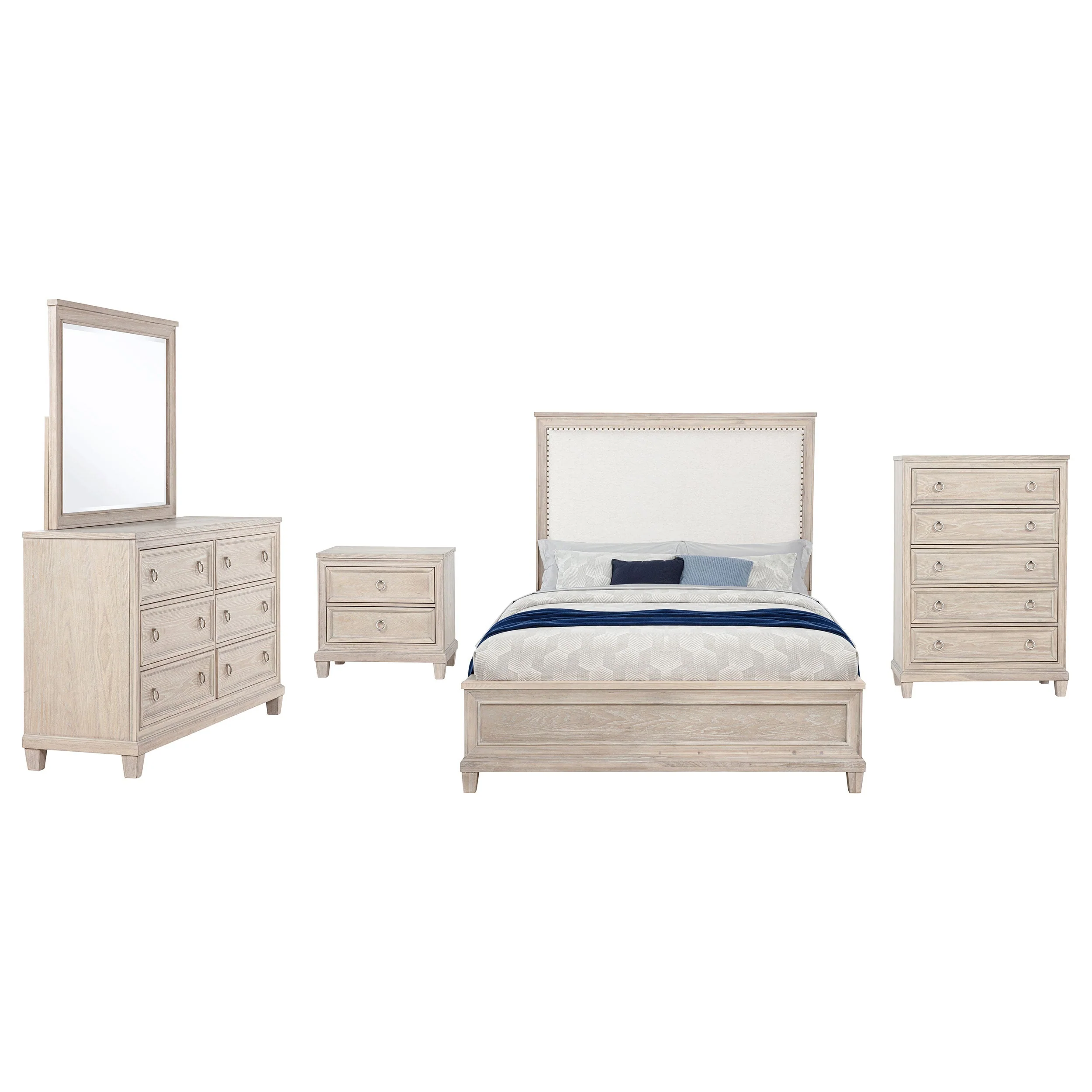 Pembroke Washed Oak 5-piece Queen Bedroom Set - Image 2