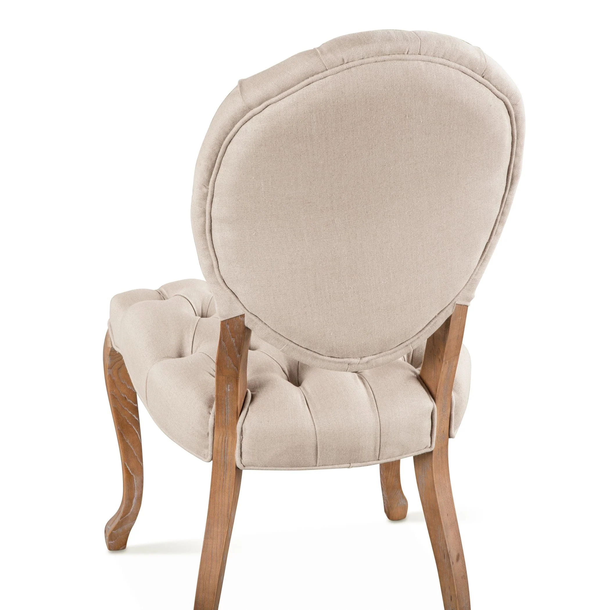 Penelope 21" Dining Chair in Beige Linen with Napoleon Legs, Set of 2 - Image 6