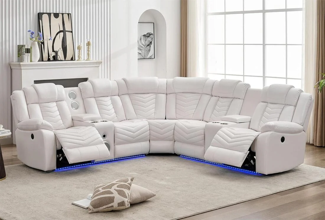 Peonia White Reclining Sectional