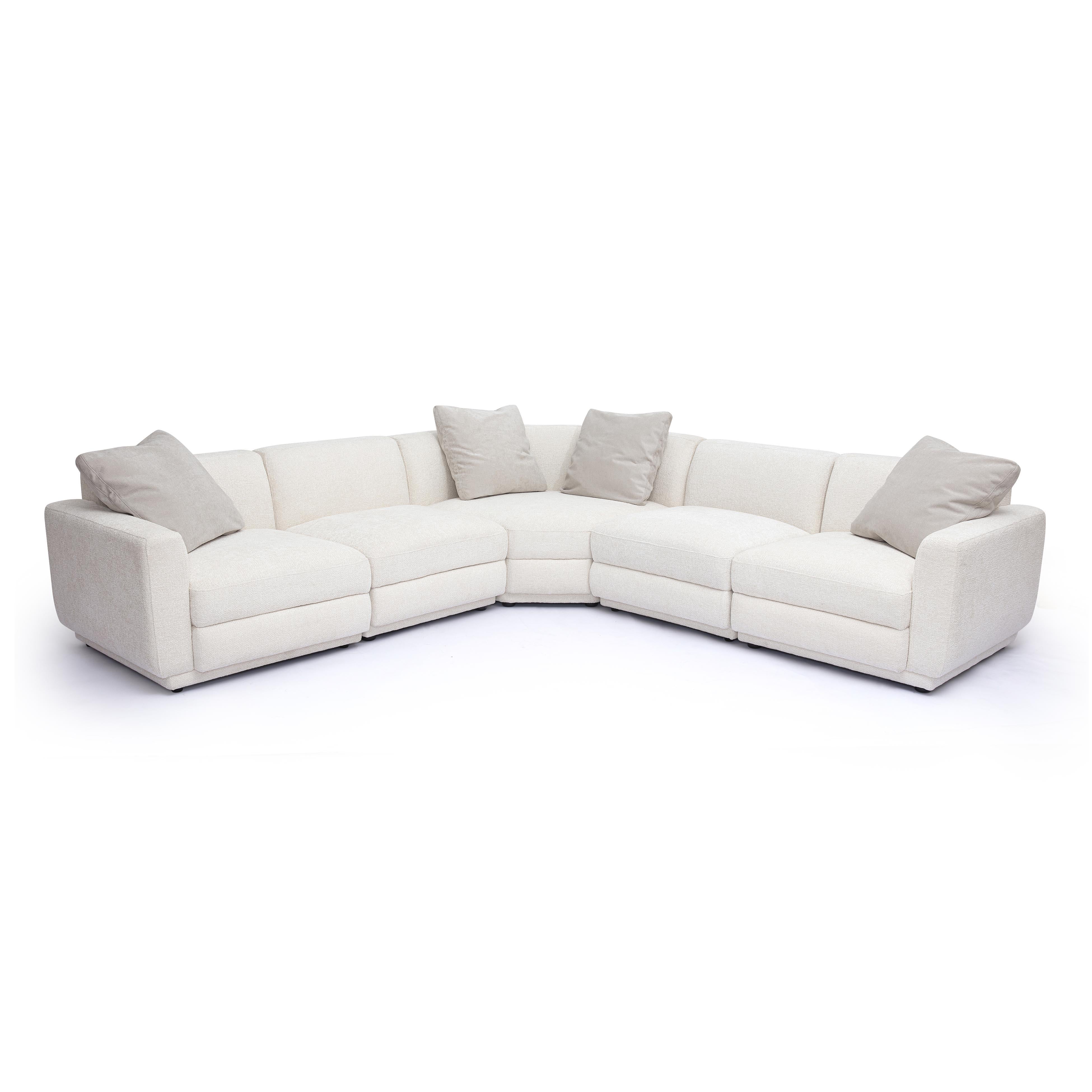 Perry Cream Chenille Modular L-Sectional - Image 4