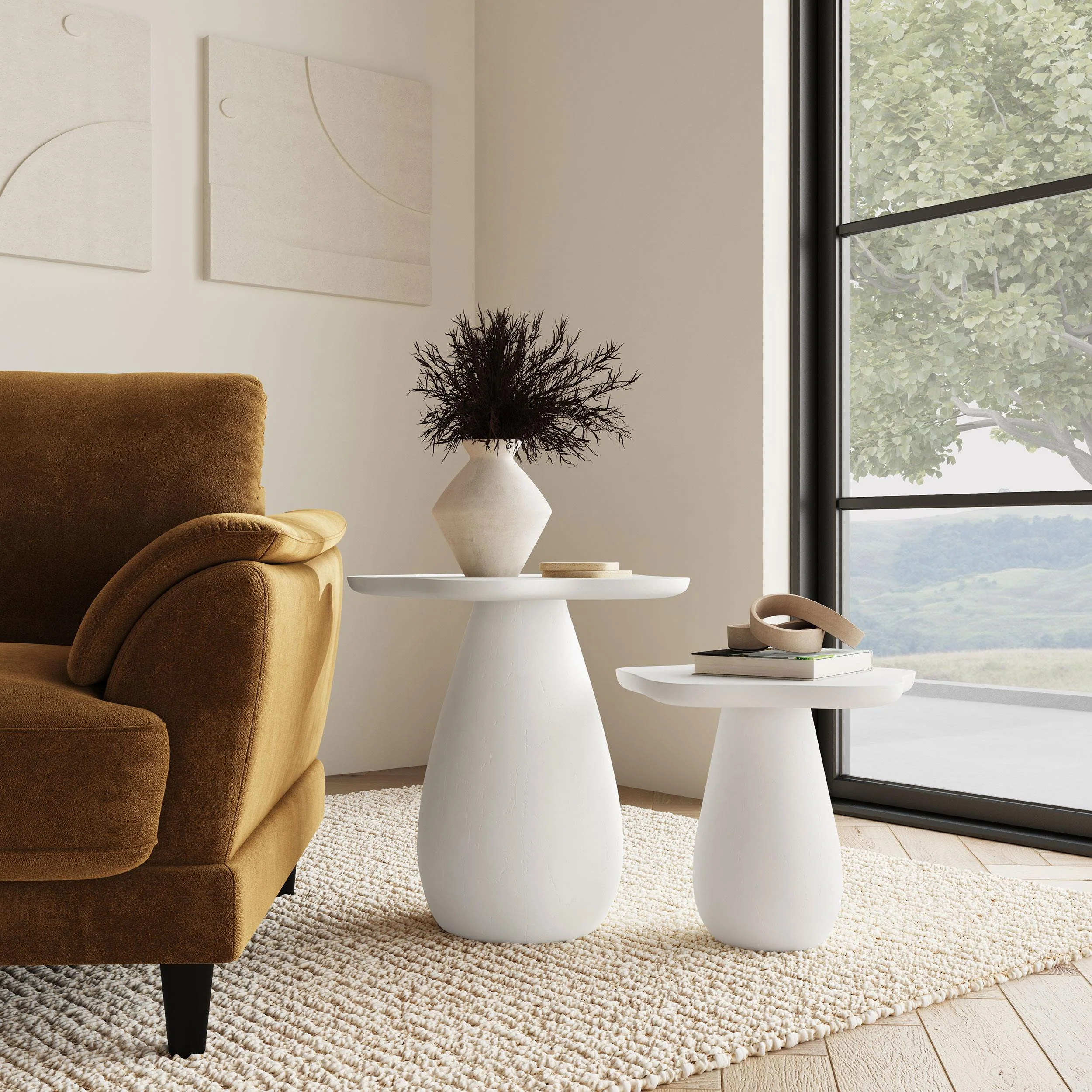 Perth Off White 17-inch Cloud Shaped Top Side Table - Image 5