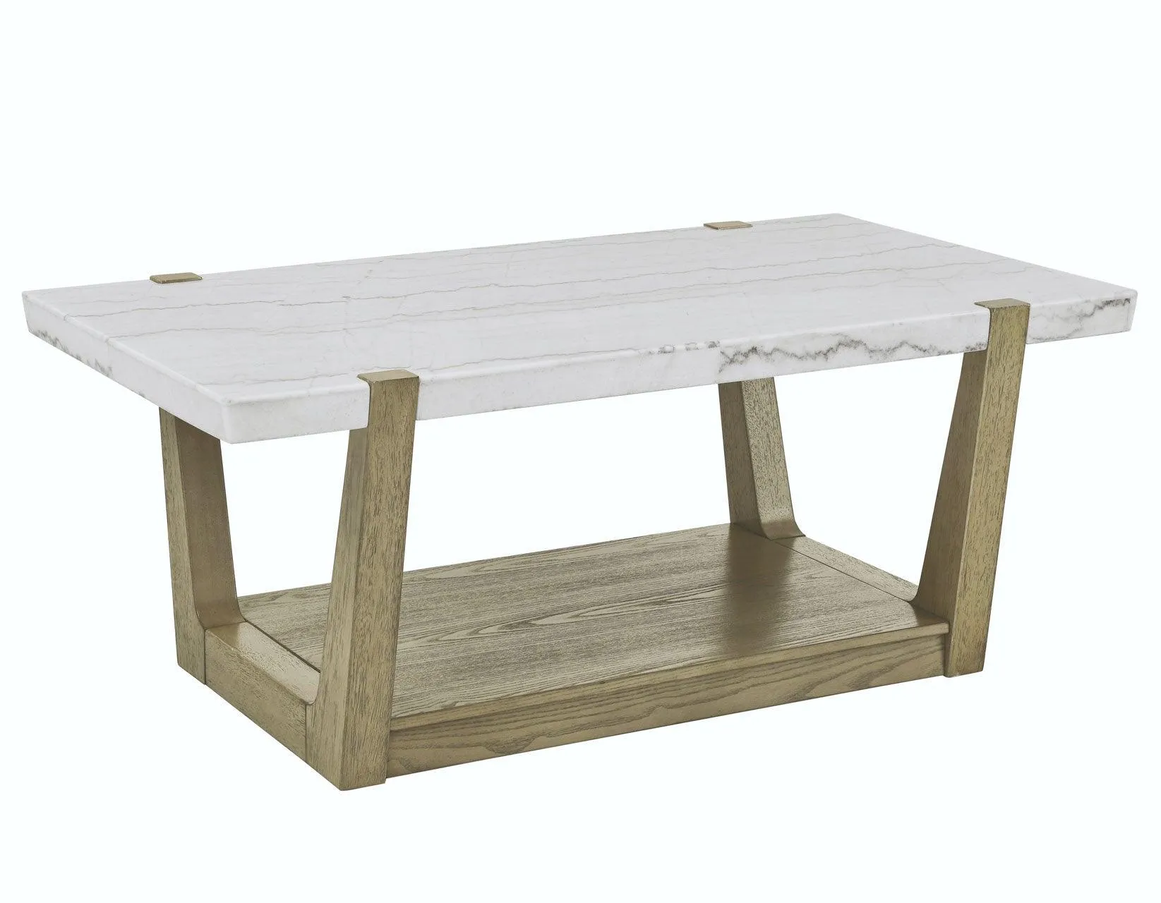 Perth White Marble Top Cocktail Table with Casters - Image 4