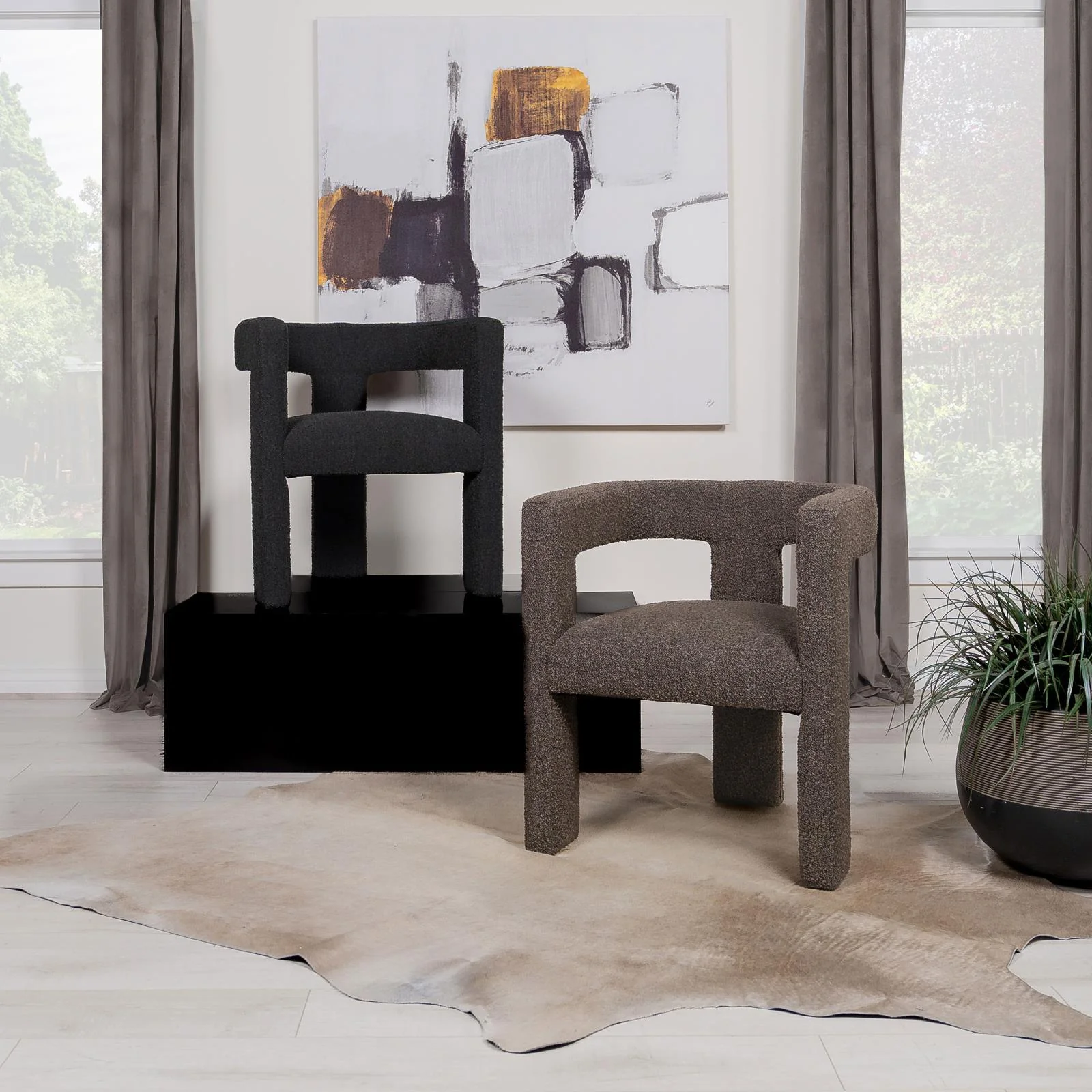 Petra Black Boucle Upholstered Accent Side Chair - Image 11