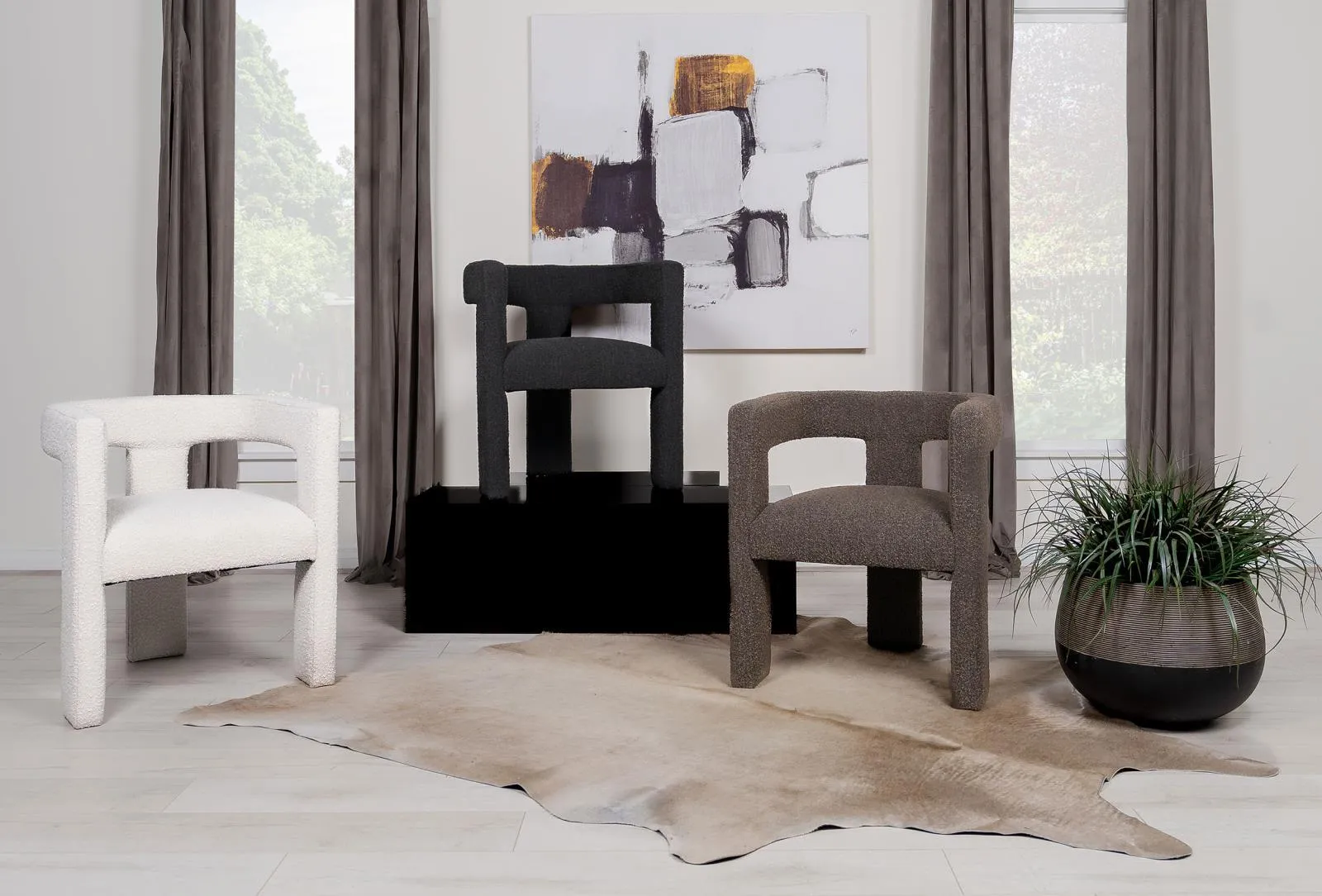 Petra White Boucle Upholstered Accent Side Chair - Image 11