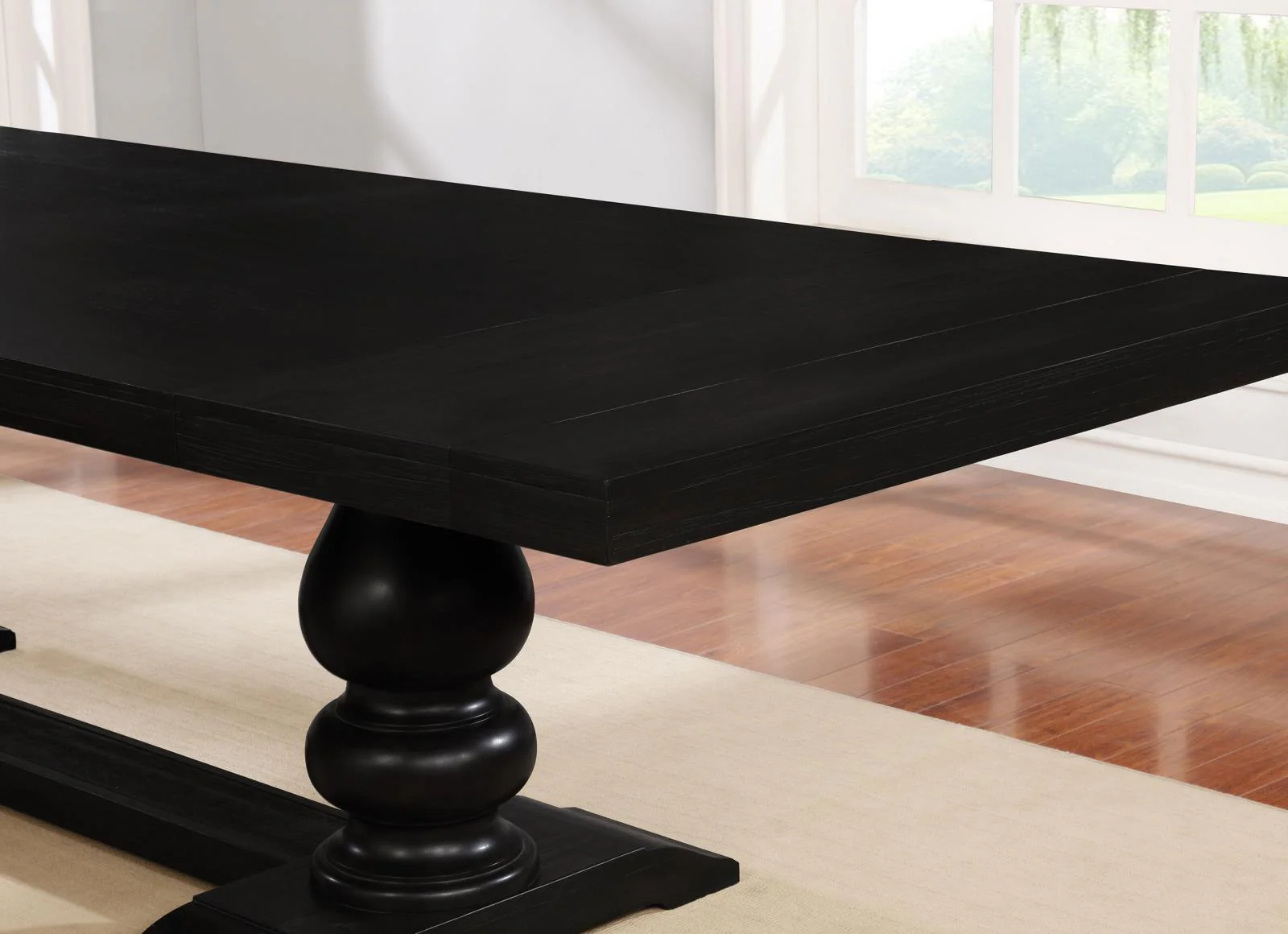 Phelps Antique Noir/Beige 5-Piece Rectangular Trestle Dining Set - Image 13