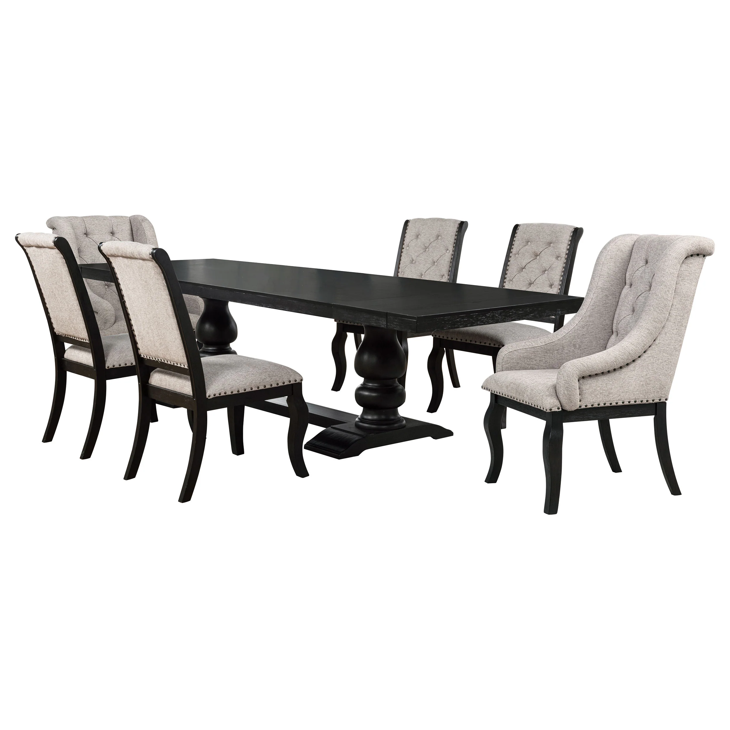 Phelps Distressed Noir 7-piece Rectangular Dining Table Set - Image 2