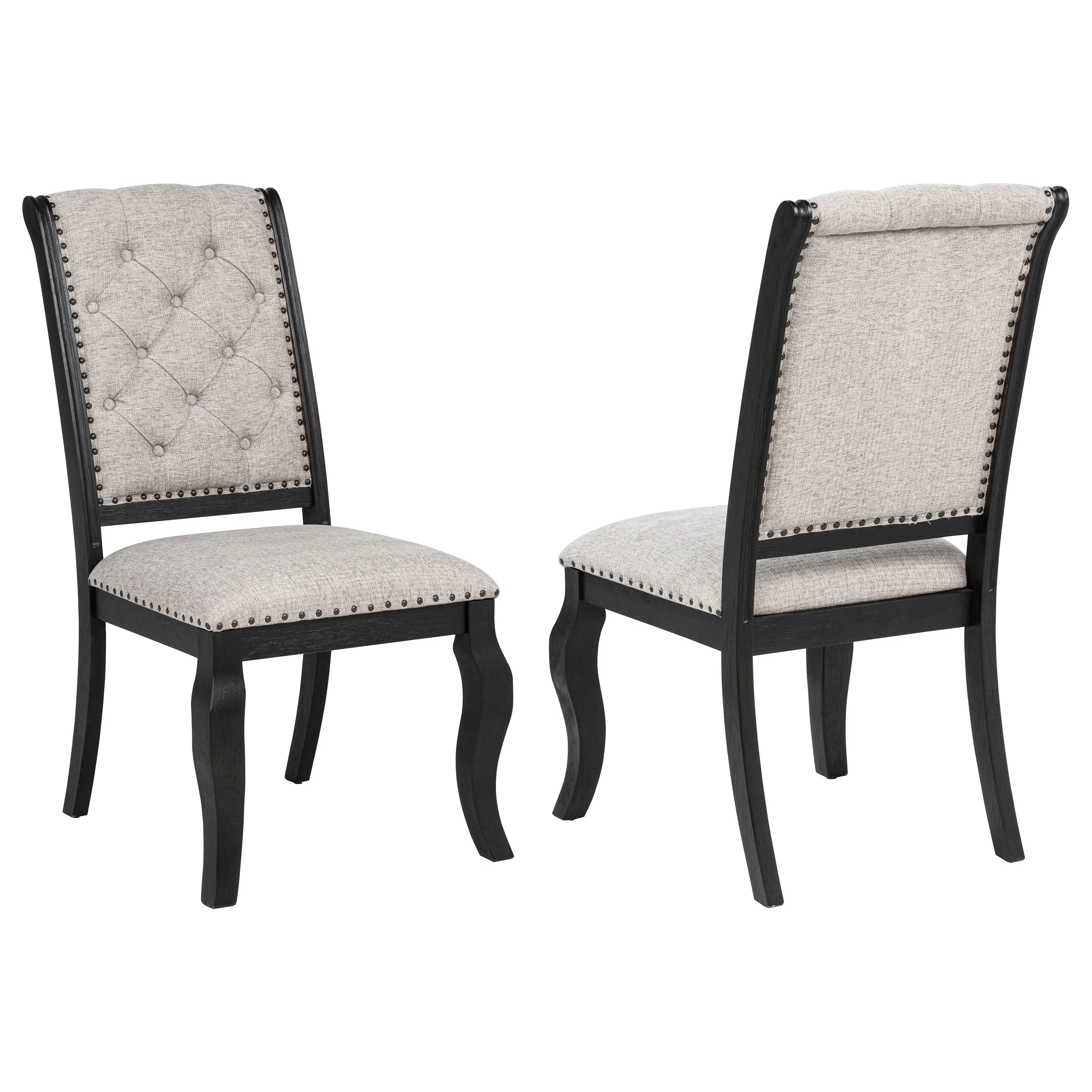 Phelps Tan Distressed Noir Upholstered Dining Side Chair (Set of 2)