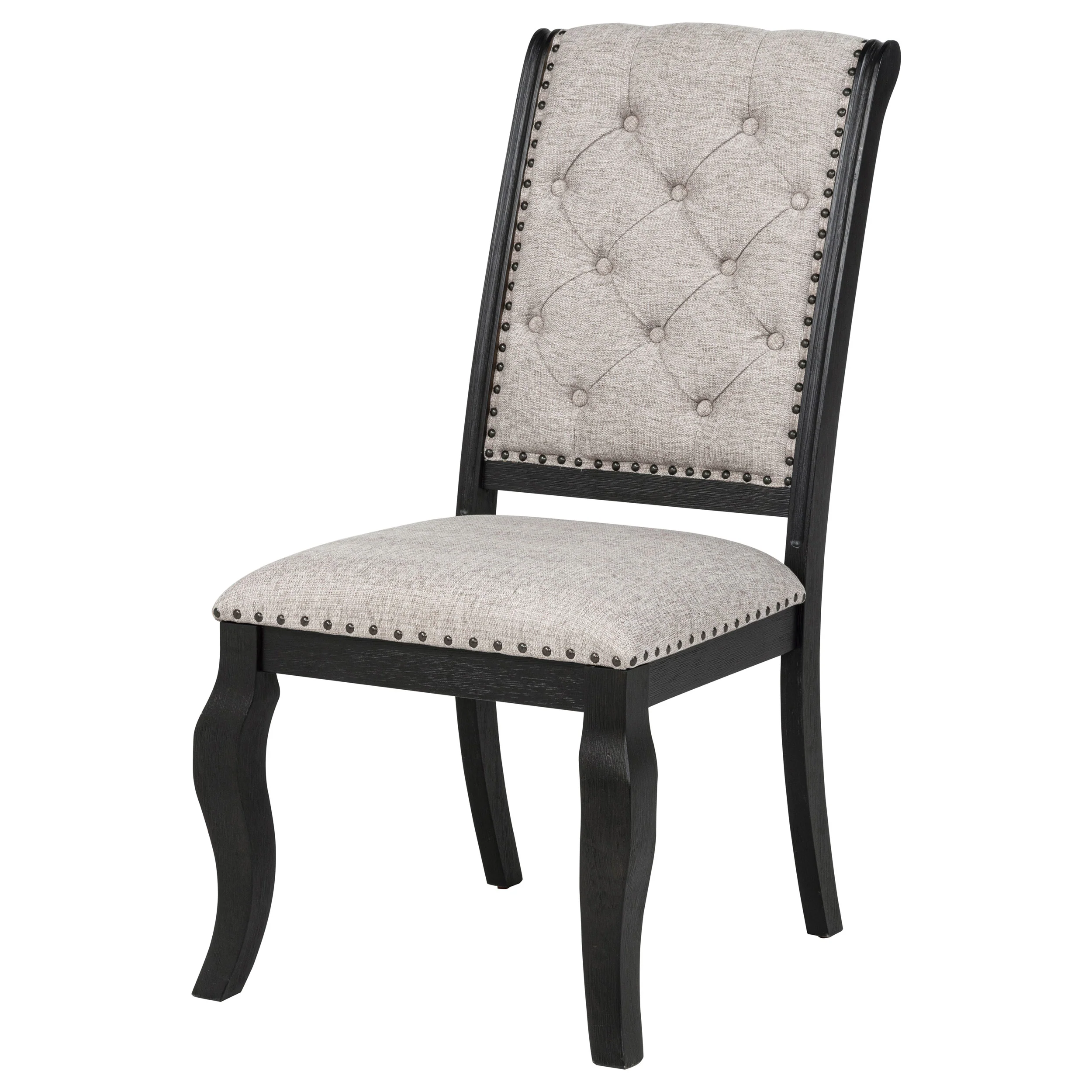 Phelps Tan Distressed Noir Upholstered Dining Side Chair (Set of 2) - Image 5