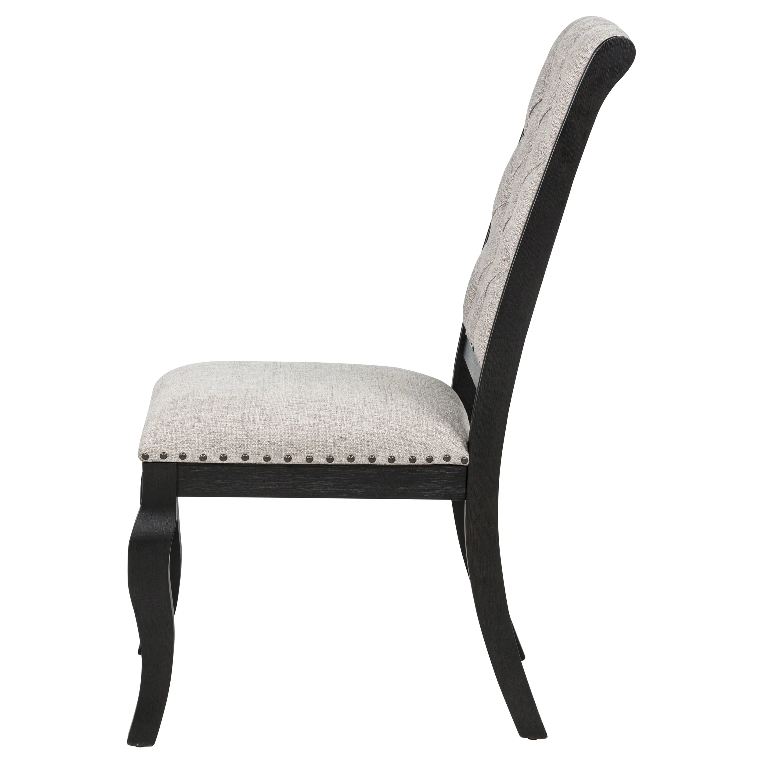 Phelps Tan Distressed Noir Upholstered Dining Side Chair (Set of 2) - Image 6