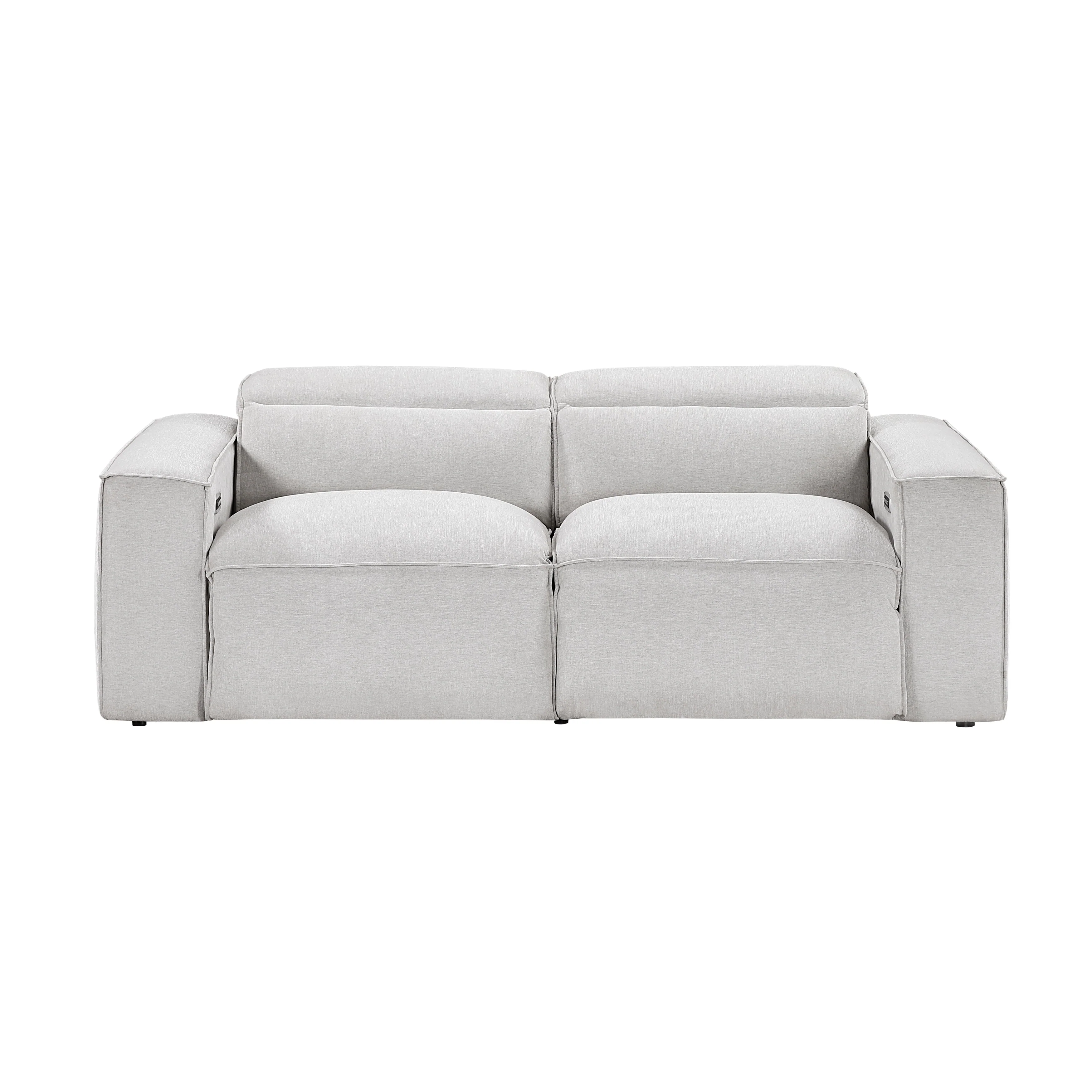 Phoebe Light Gray Power Double Reclining Loveseat with Power Headrests