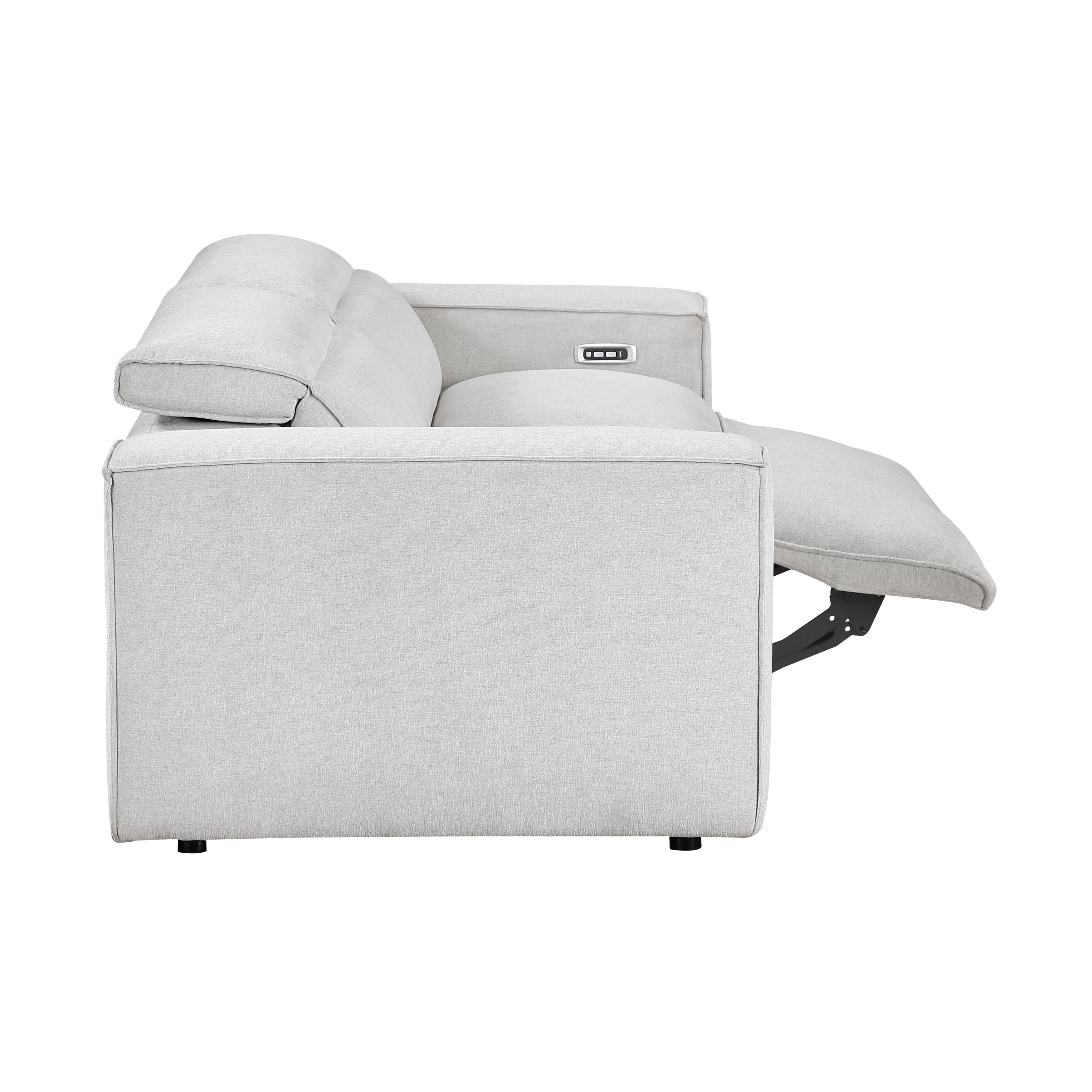 Phoebe Light Gray Power Double Reclining Loveseat with Power Headrests - Image 16