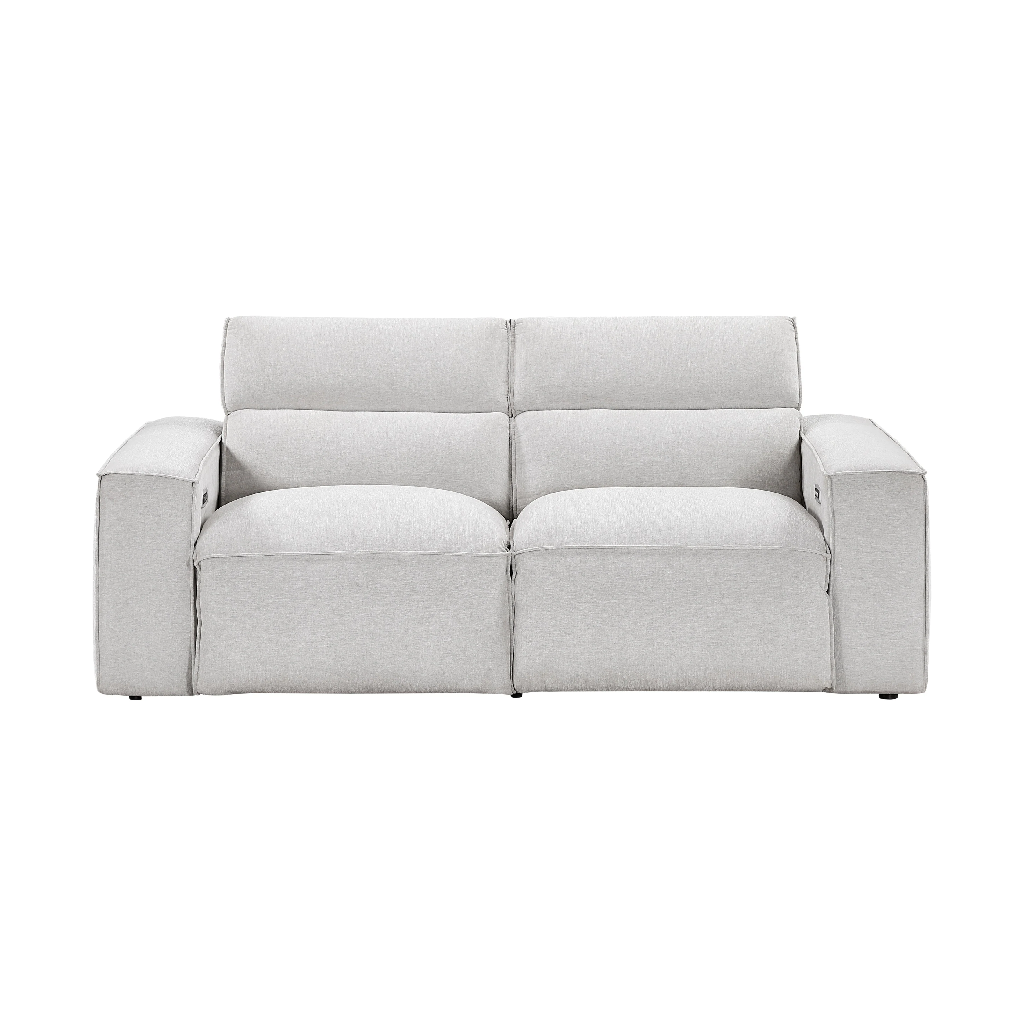 Phoebe Light Gray Power Double Reclining Loveseat with Power Headrests - Image 5
