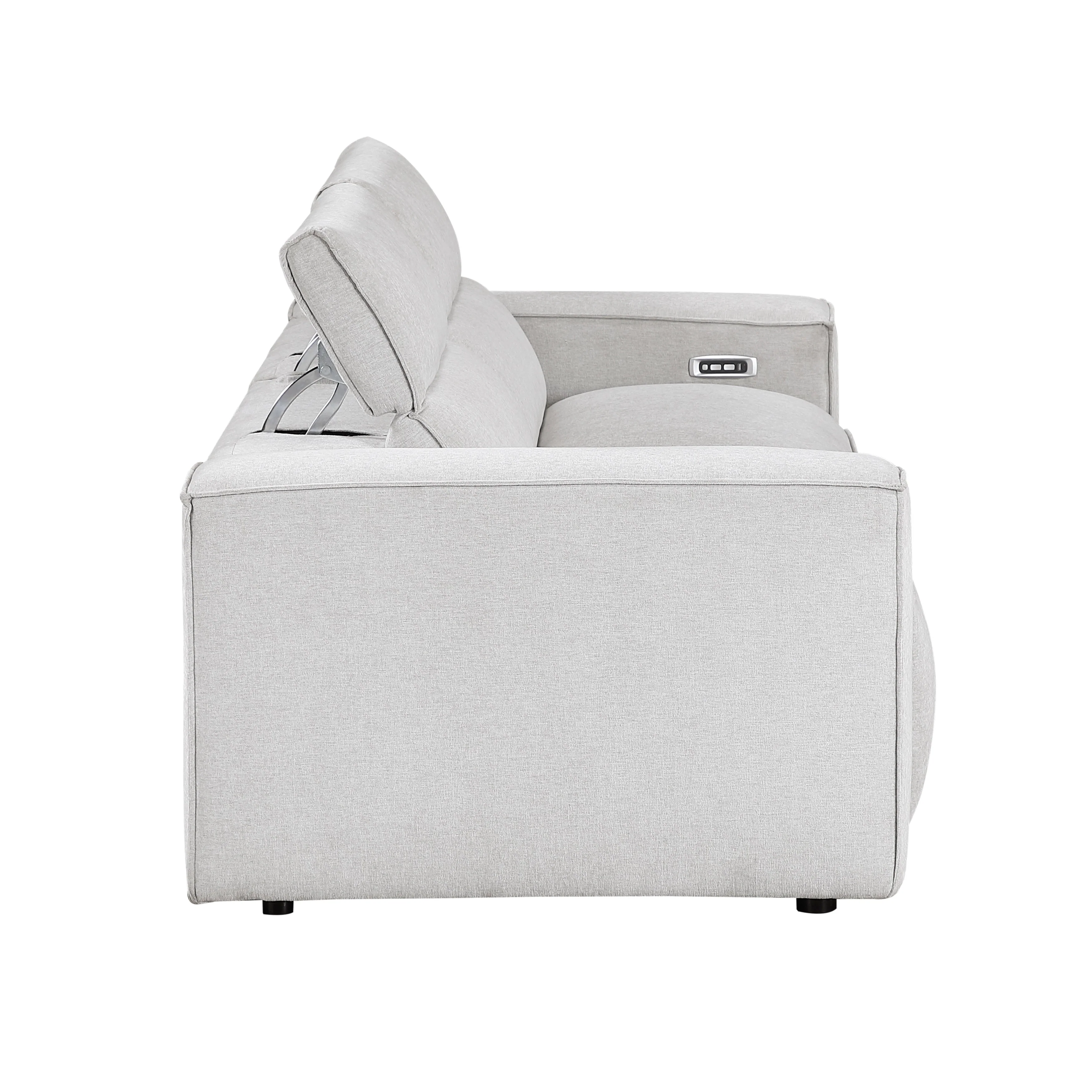 Phoebe Light Gray Power Double Reclining Loveseat with Power Headrests - Image 7