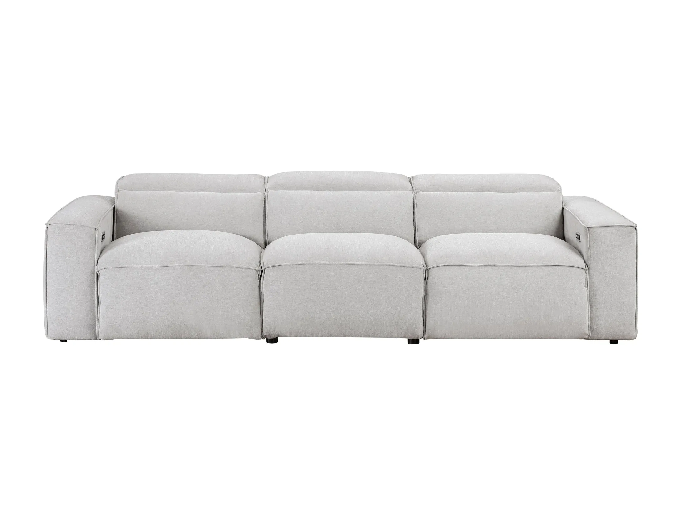 Phoebe Light Gray Power Double Reclining Sofa with Power Headrests