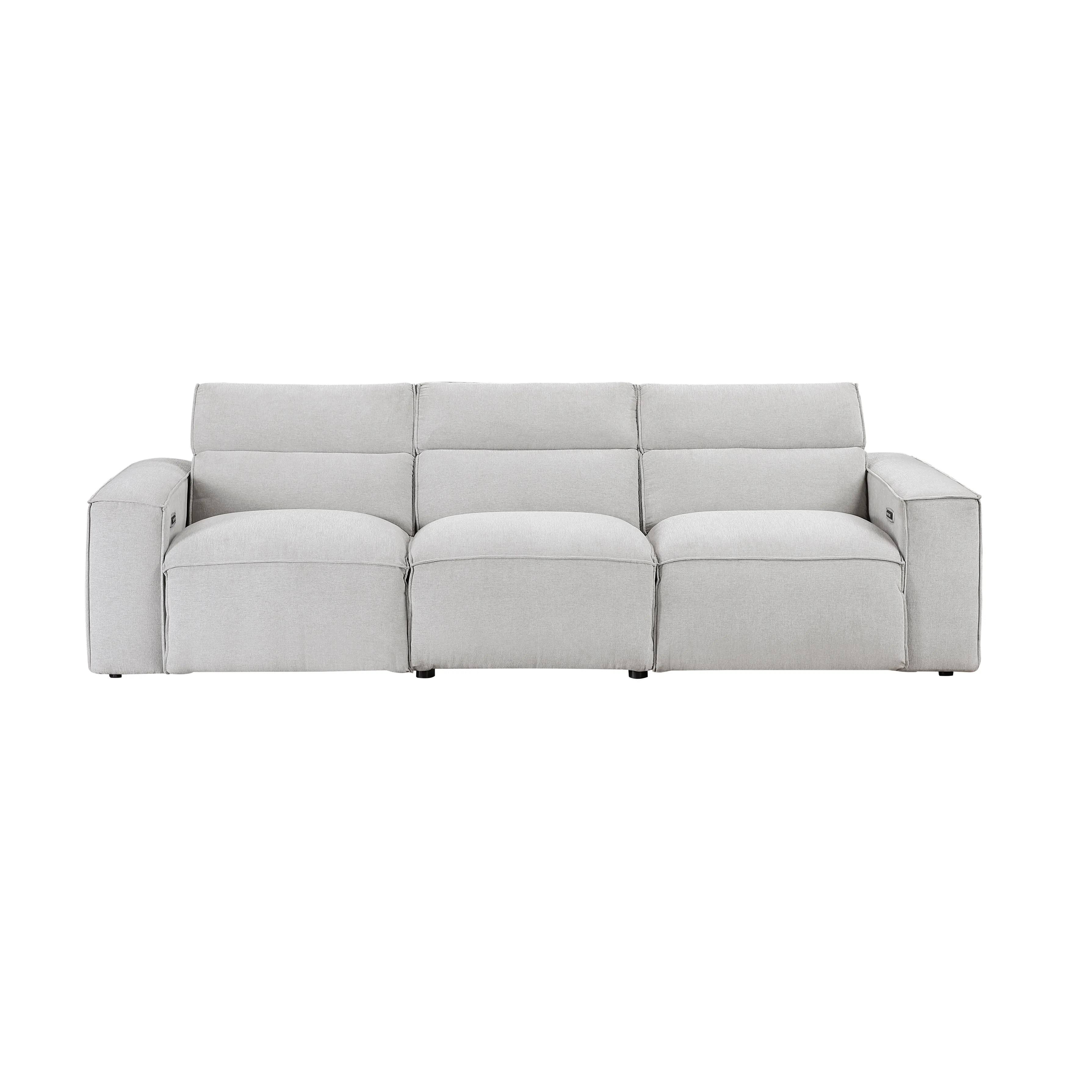 Phoebe Light Gray Power Double Reclining Sofa with Power Headrests - Image 4