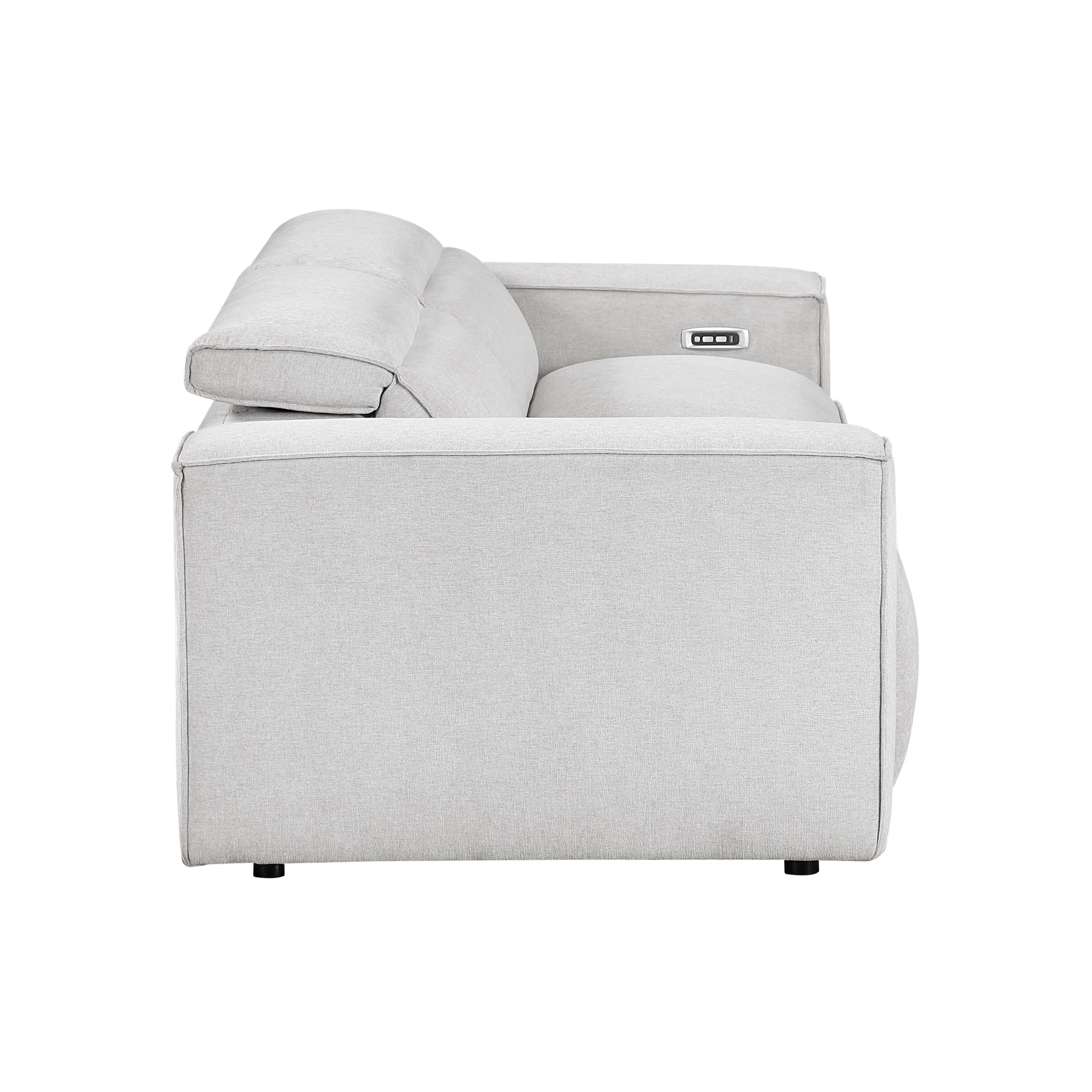 Phoebe Light Gray Power Double Reclining Sofa and Loveseat - Image 11