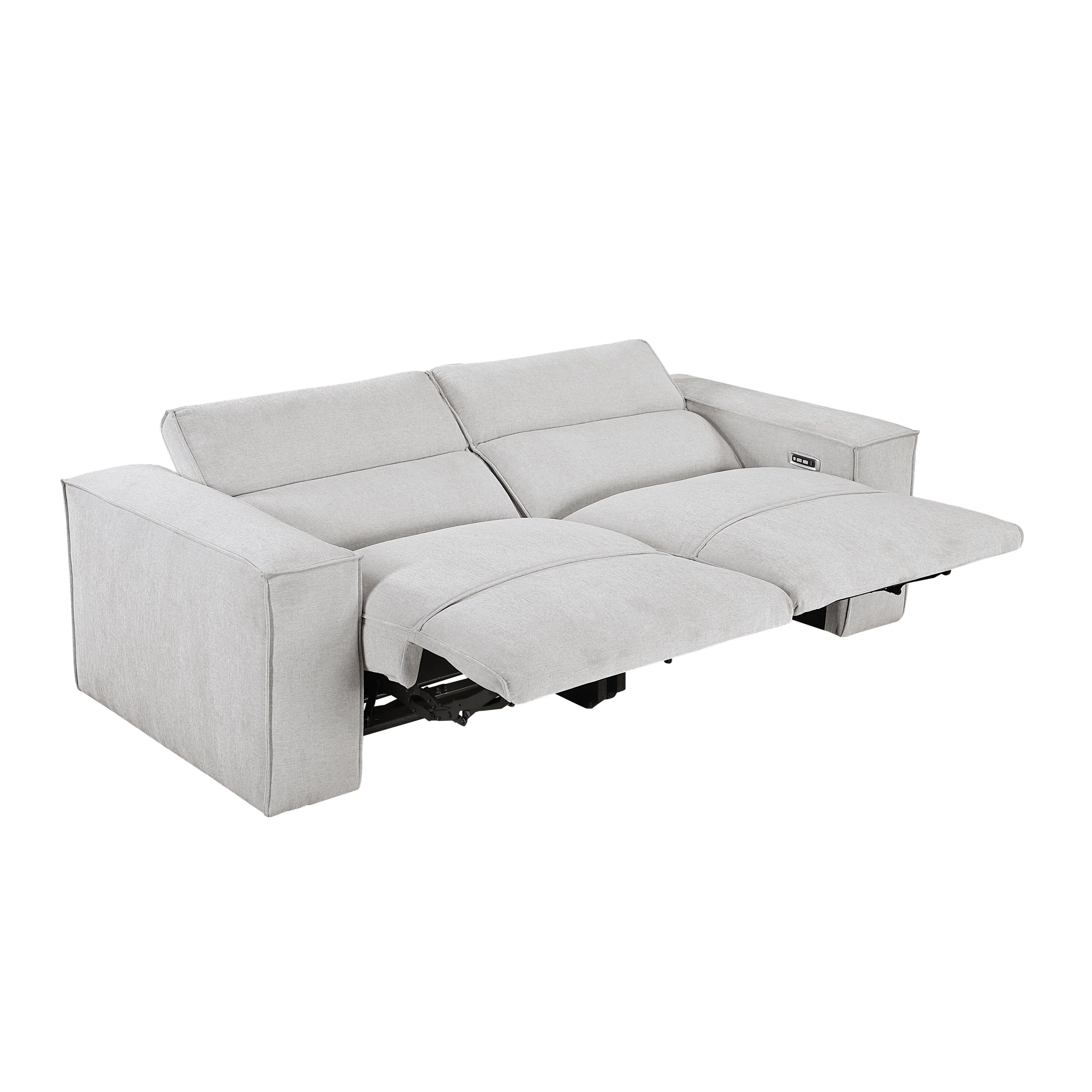 Phoebe Light Gray Power Double Reclining Sofa and Loveseat - Image 17