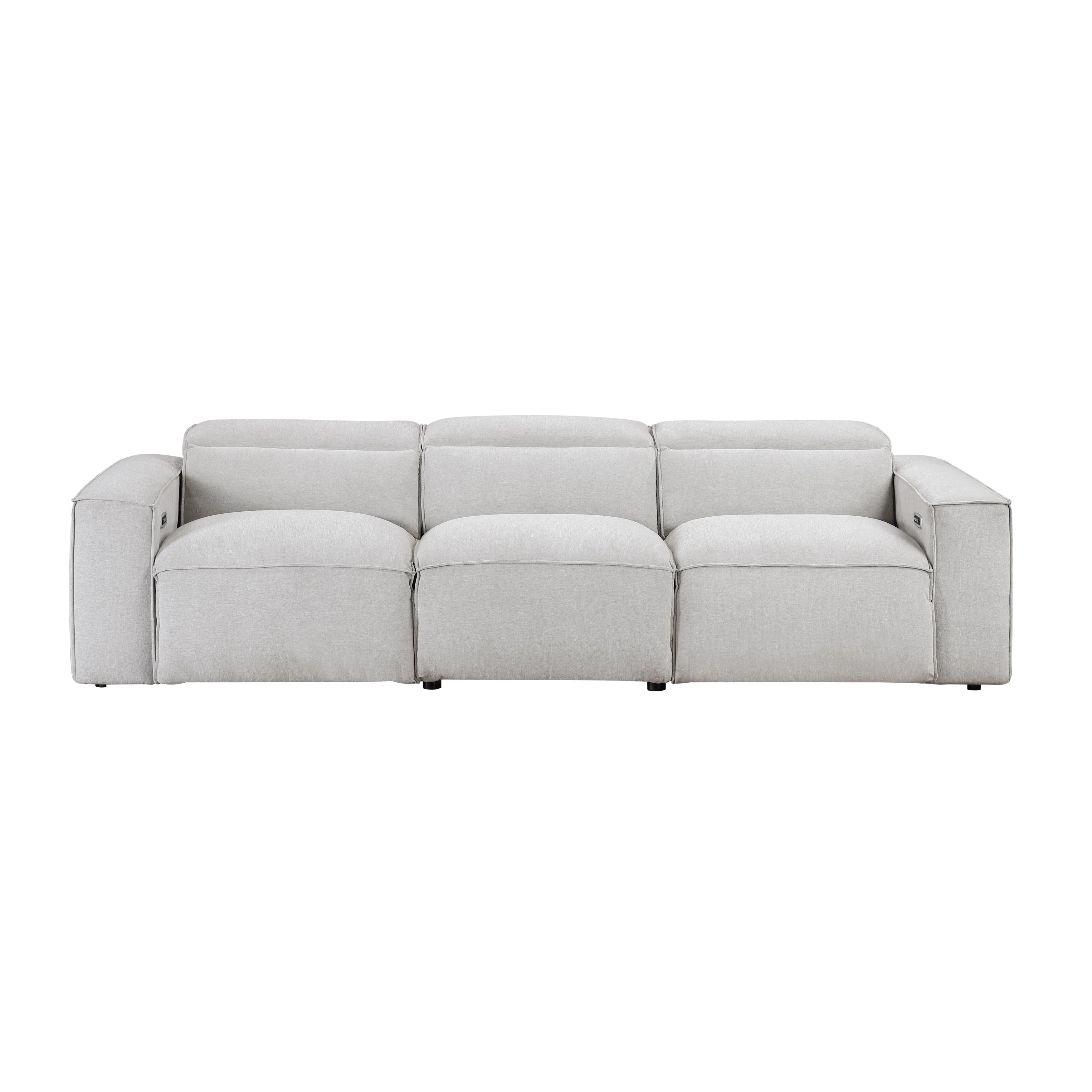 Phoebe Light Gray Power Double Reclining Sofa and Loveseat - Image 2