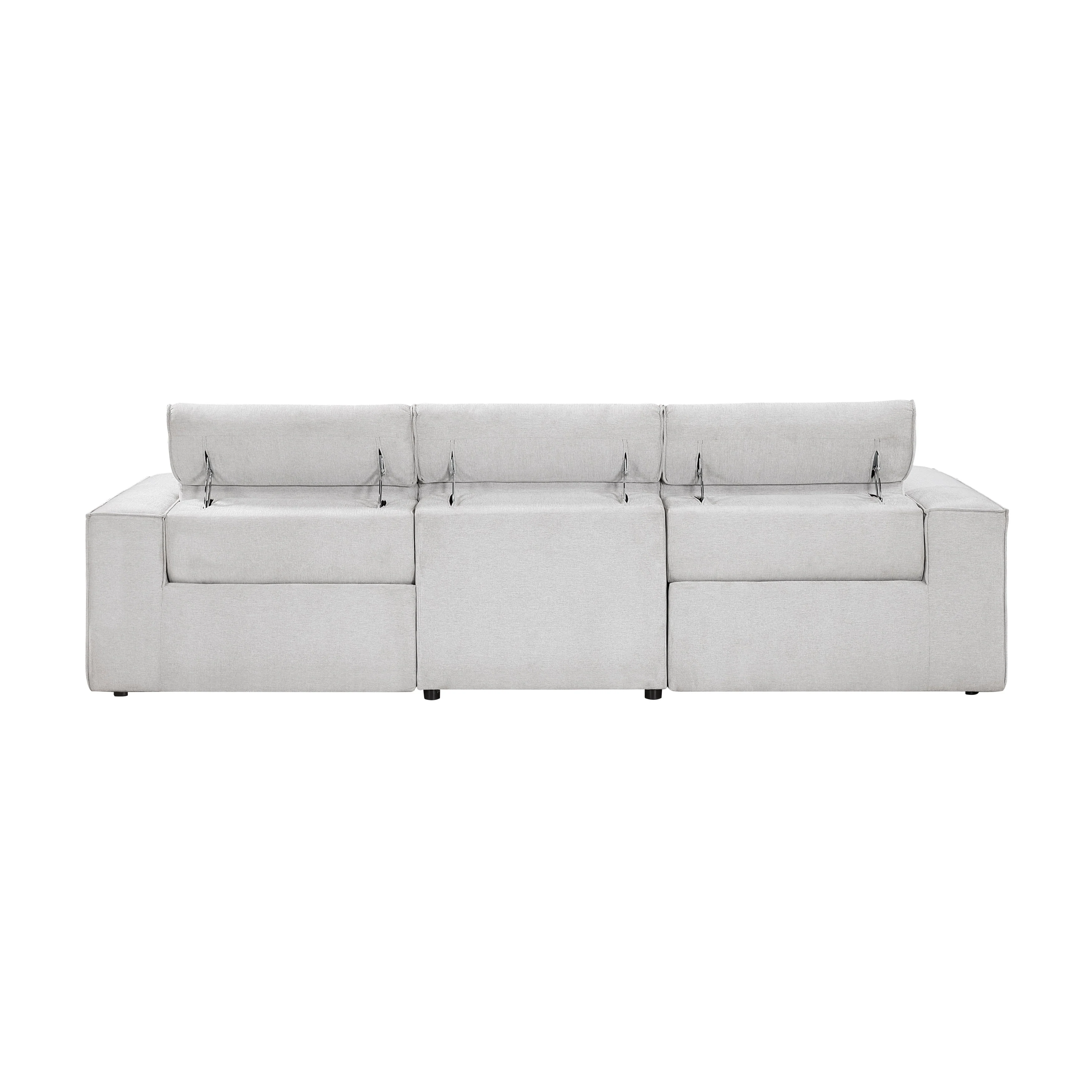 Phoebe Light Gray Power Double Reclining Sofa and Loveseat - Image 7