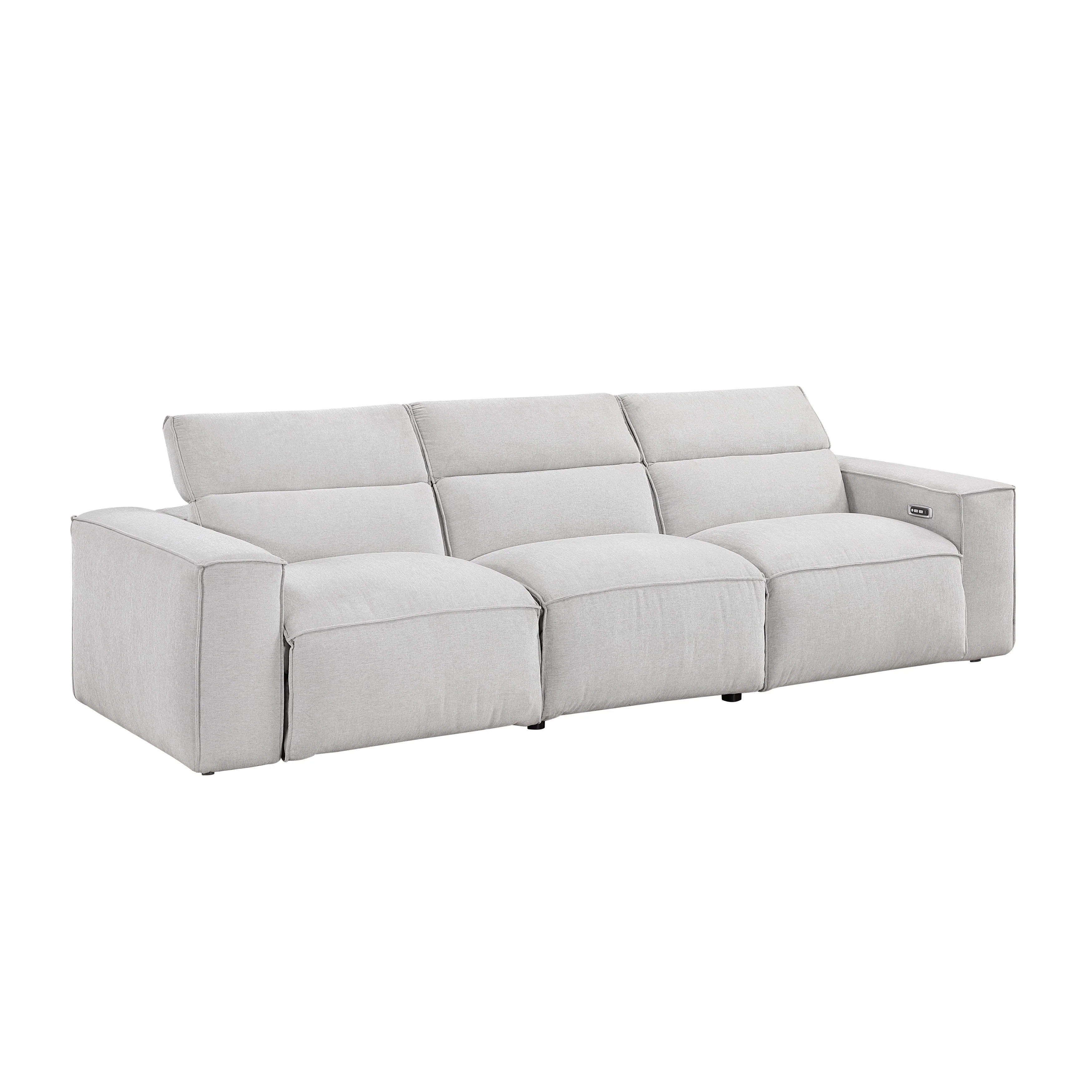Phoebe Light Gray Power Double Reclining Sofa with Power Headrests - Image 5